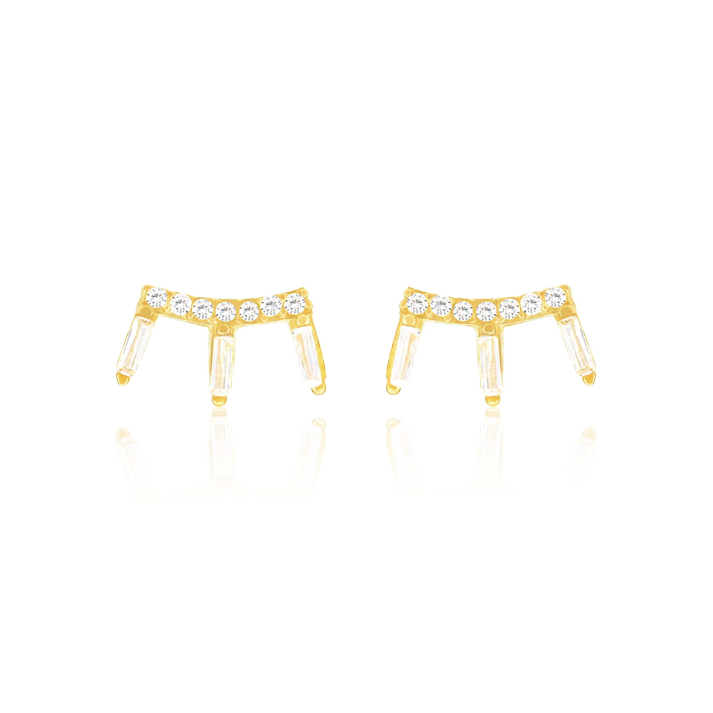 Reverse Baguette Claw Stud Earring