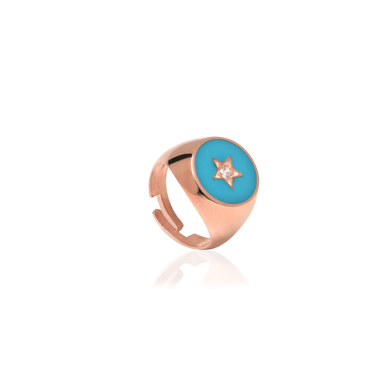 Round Enamel Star Pinky Ring