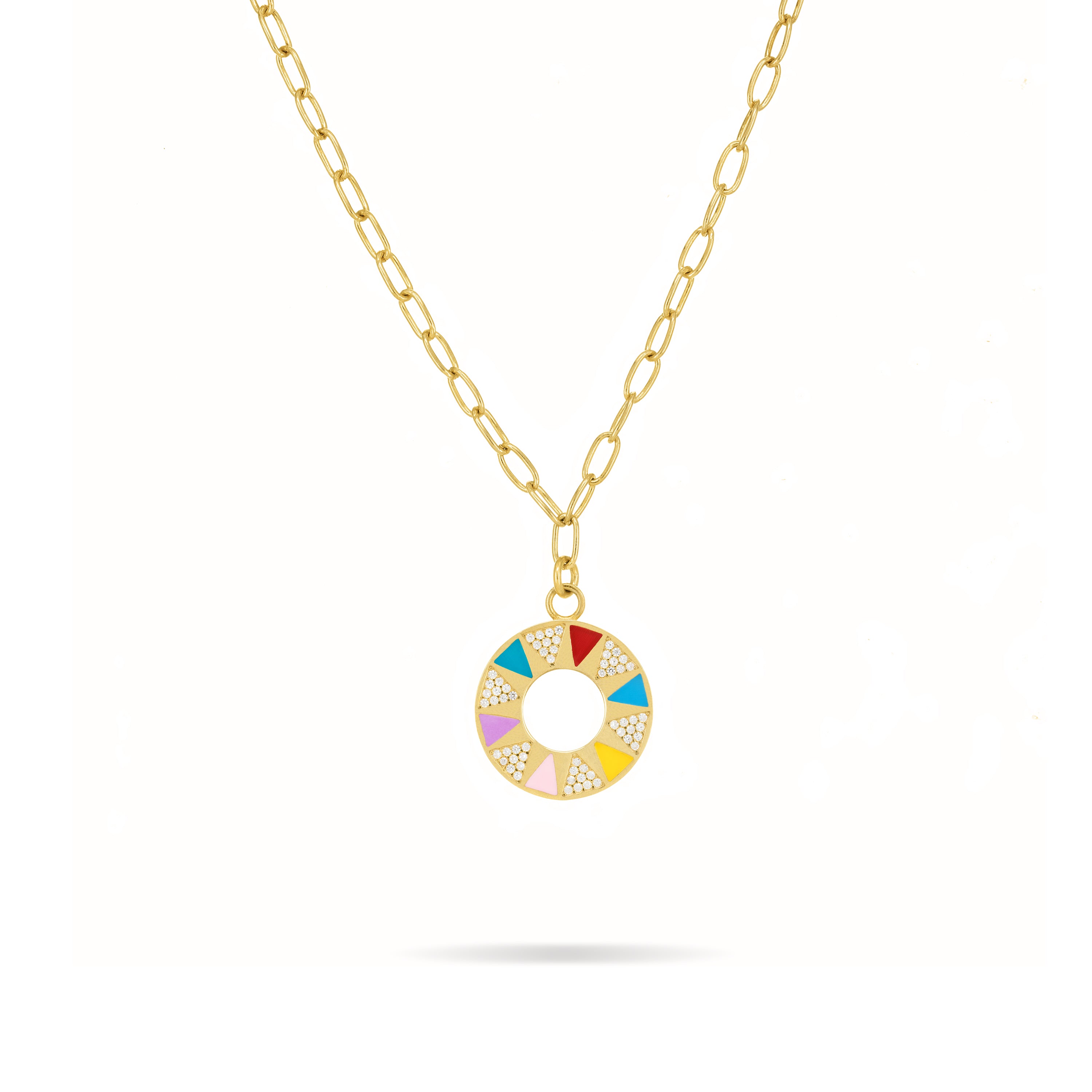 Round Open Multicolor Enamel Necklace