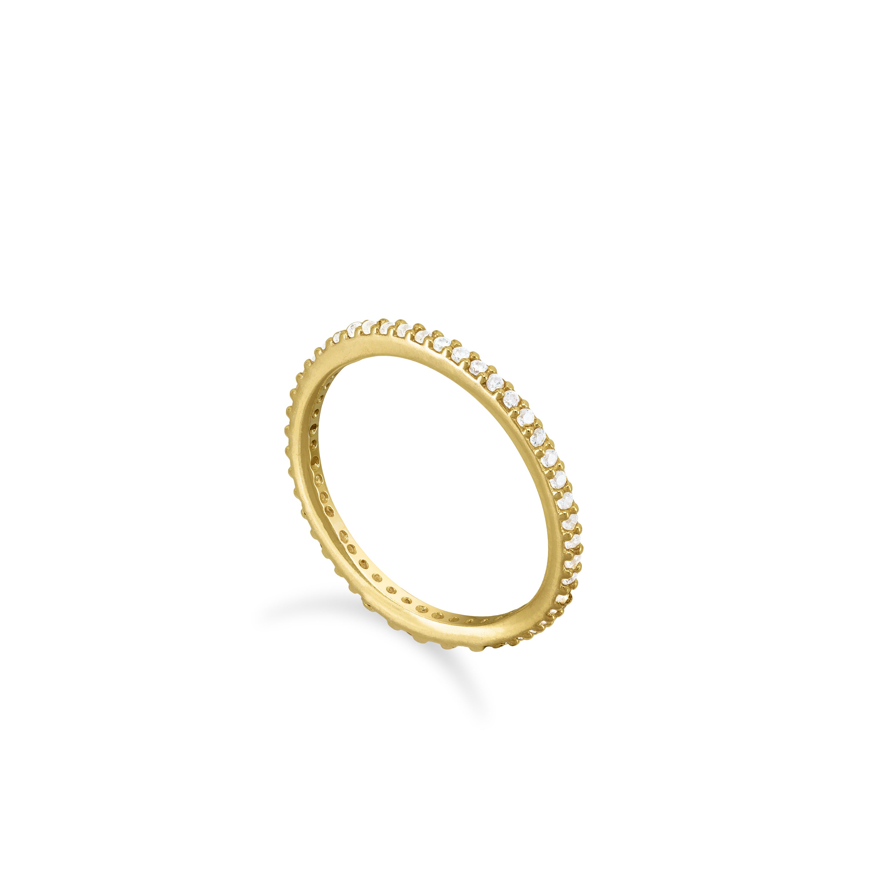 Thin Cubic Zirconia Eternity Ring - Gold White