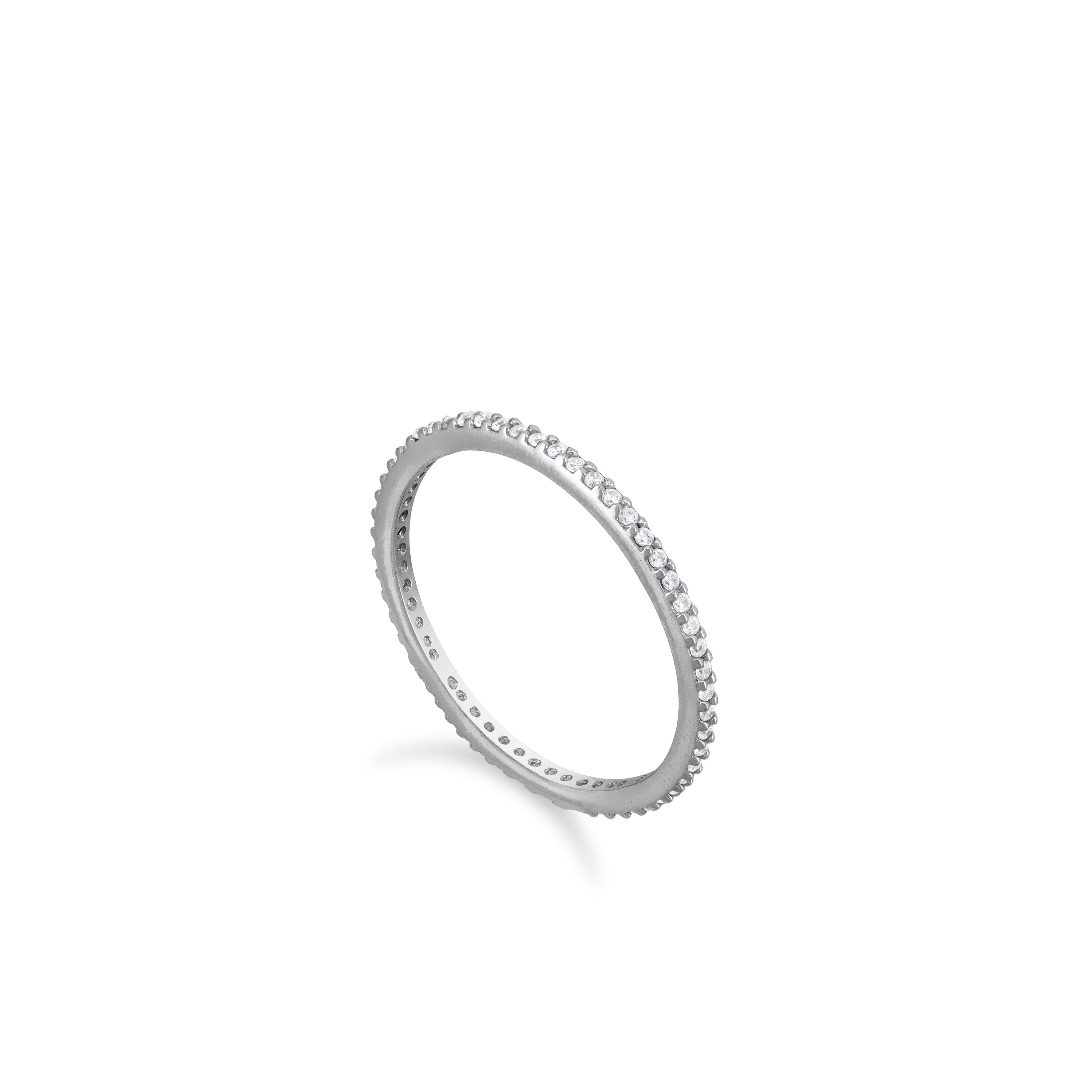 Thin Cubic Zirconia Eternity Ring - Silver White