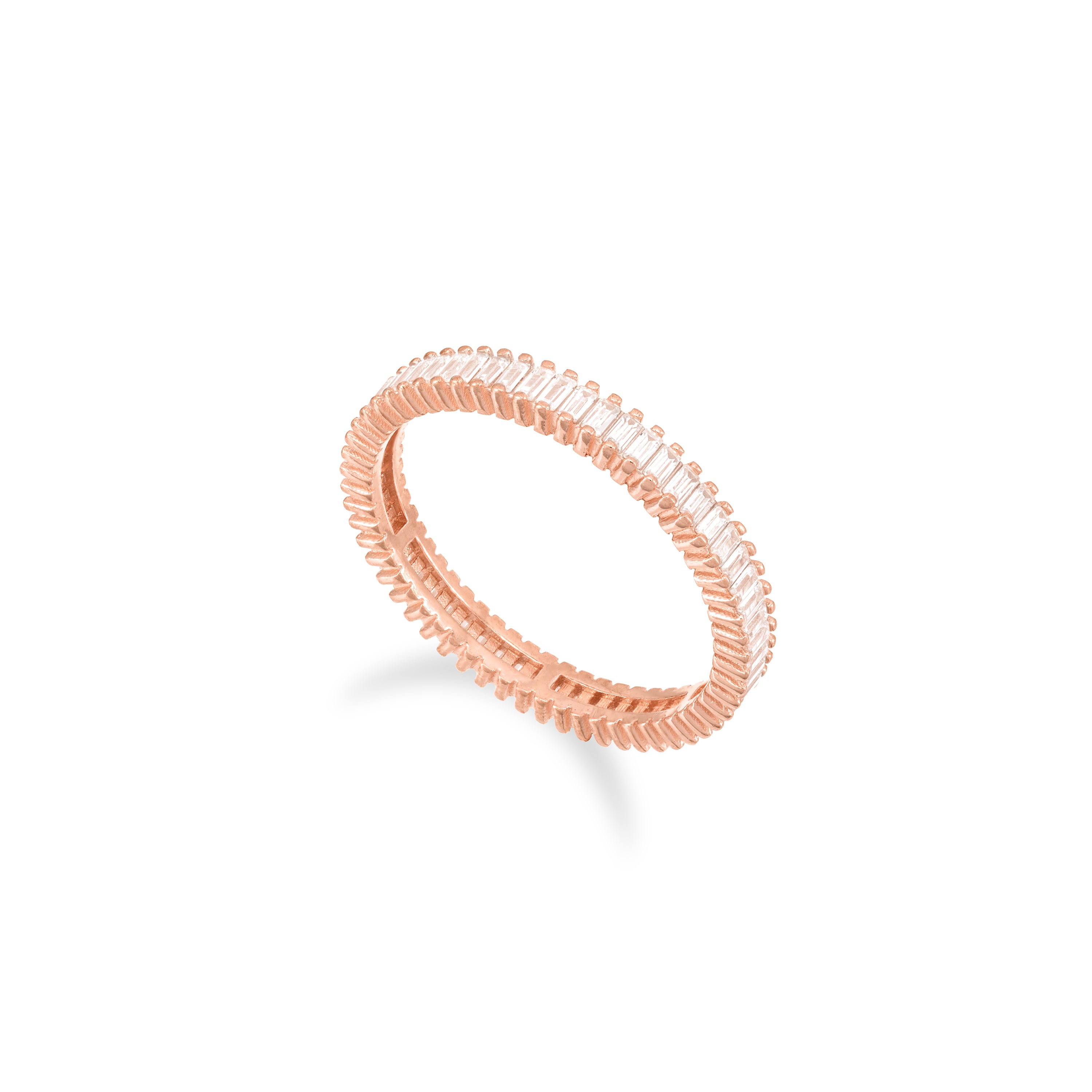 Thin Eternity Baguette Ring - Rose Gold Rainbow