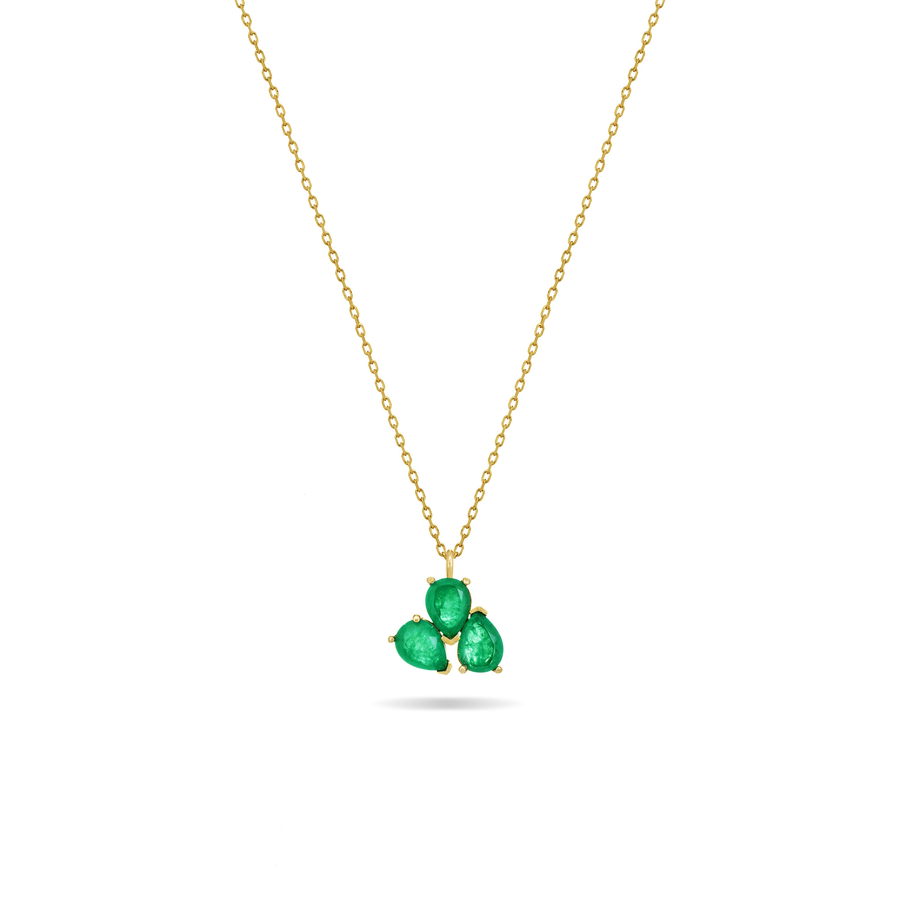 Triple Teardrop Pendant Necklace - Gold Green Matt