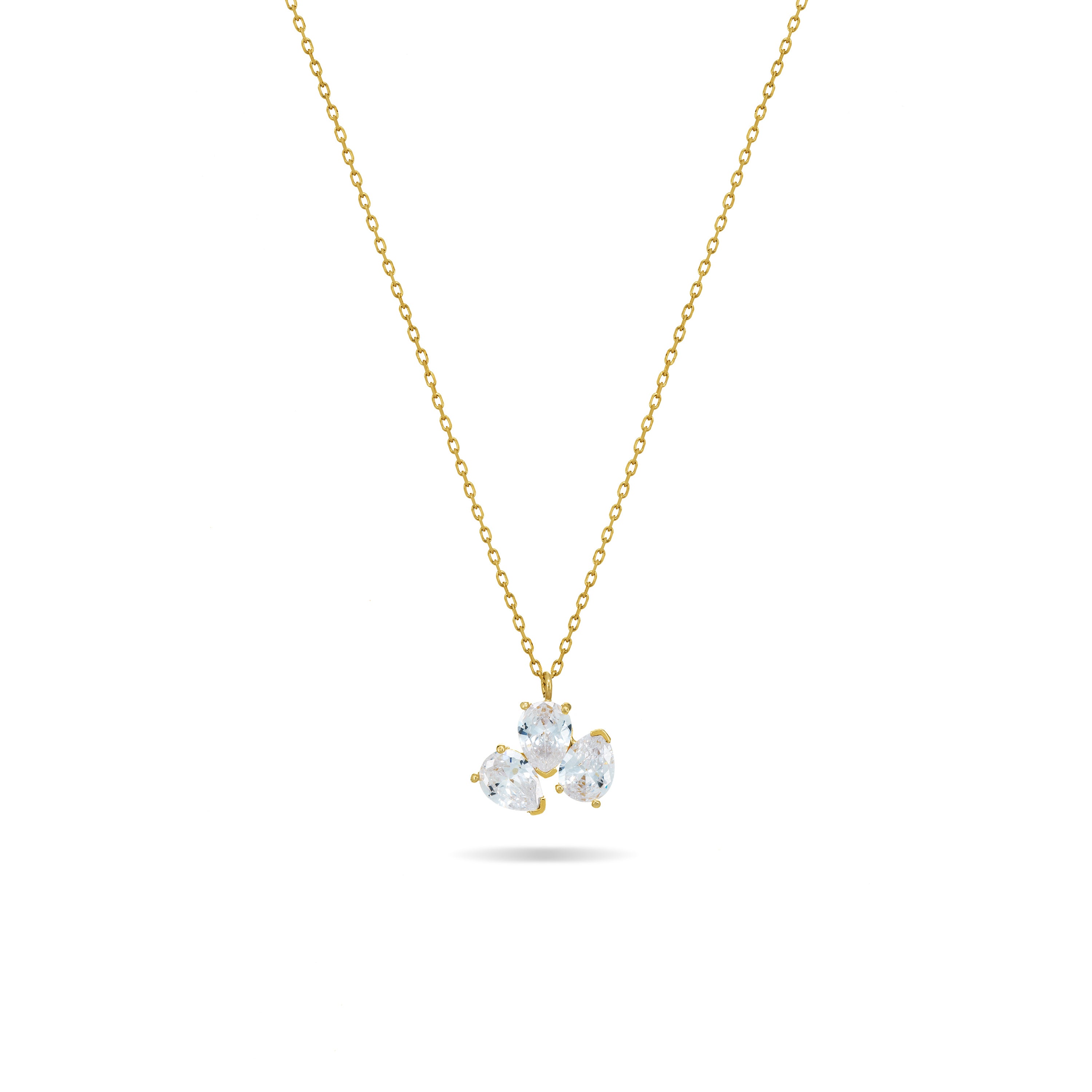 Triple Teardrop Pendant Necklace - Gold White