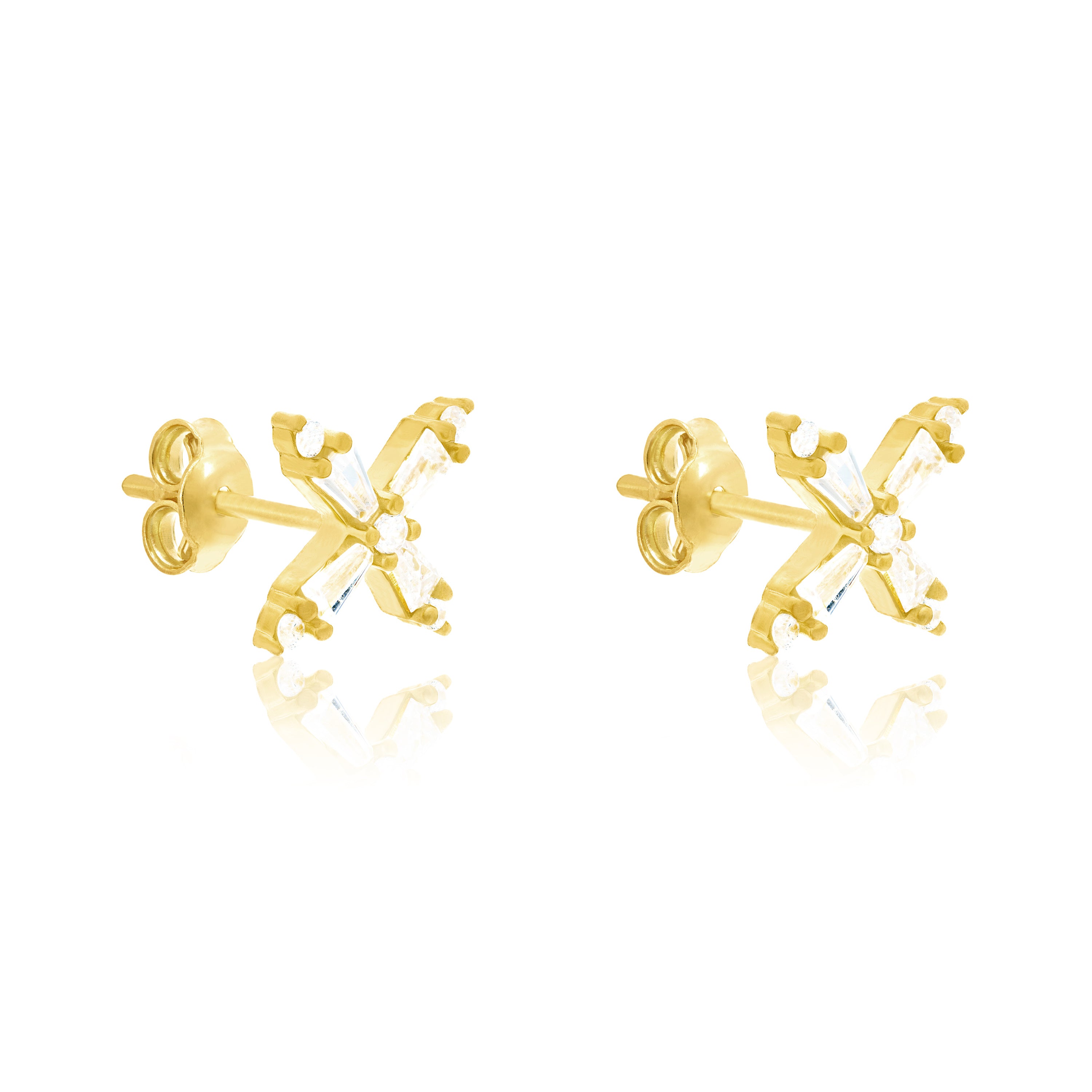 X Shape Baguette Stud Earring