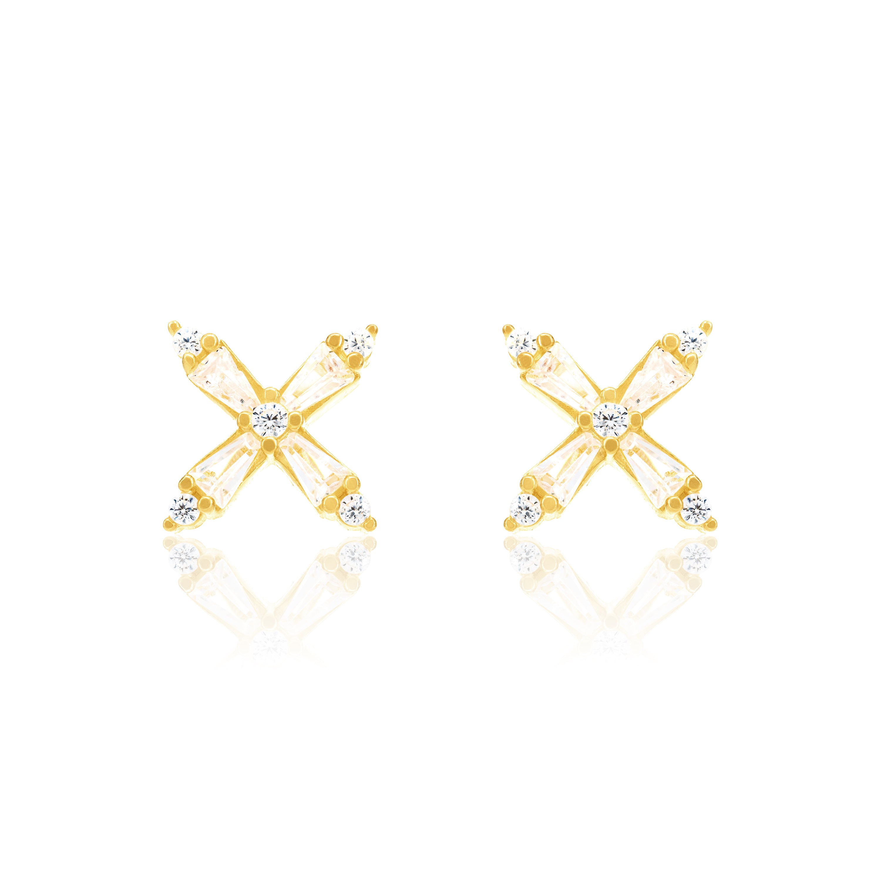 X Shape Baguette Stud Earring