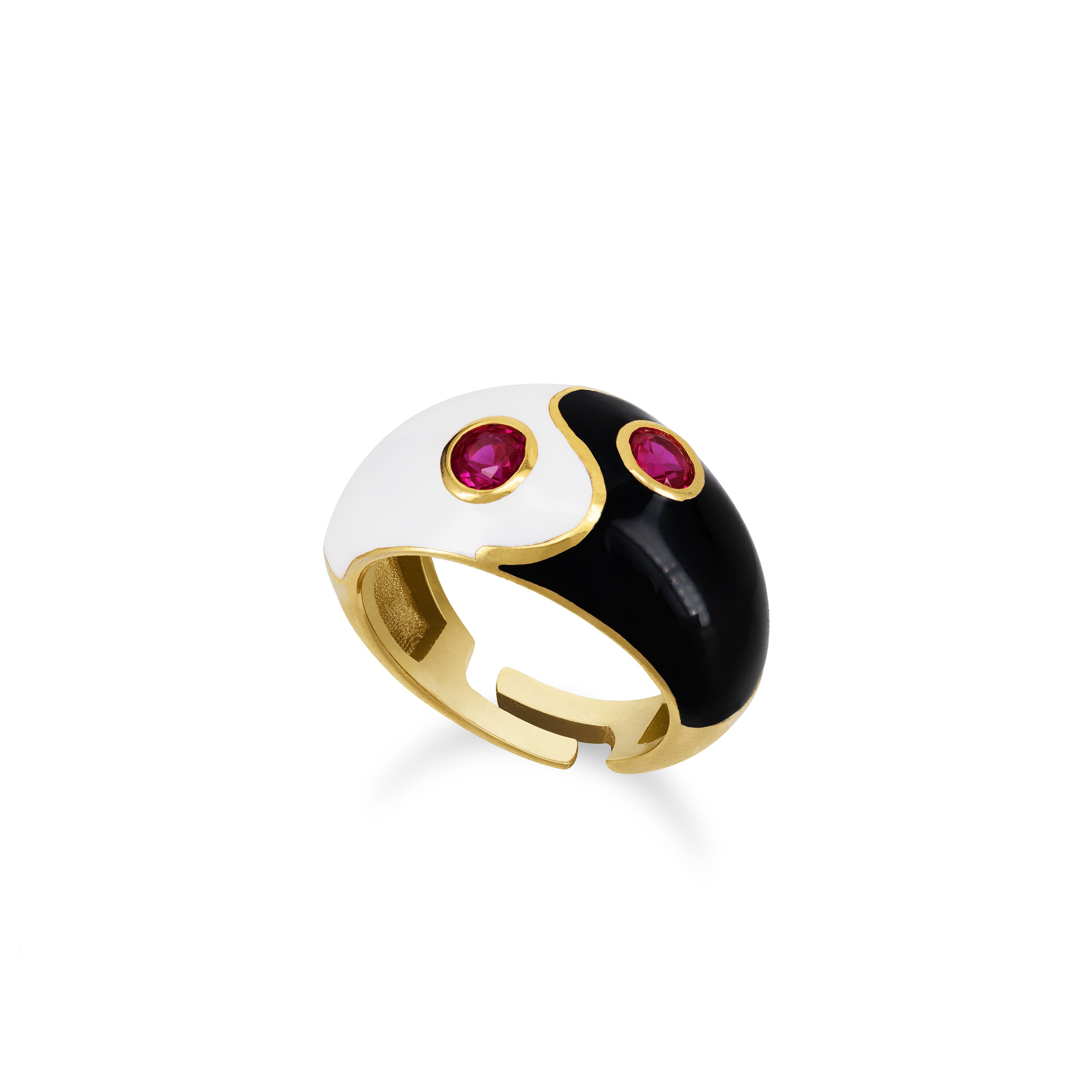 Yin Yang Dome Enamel Ring