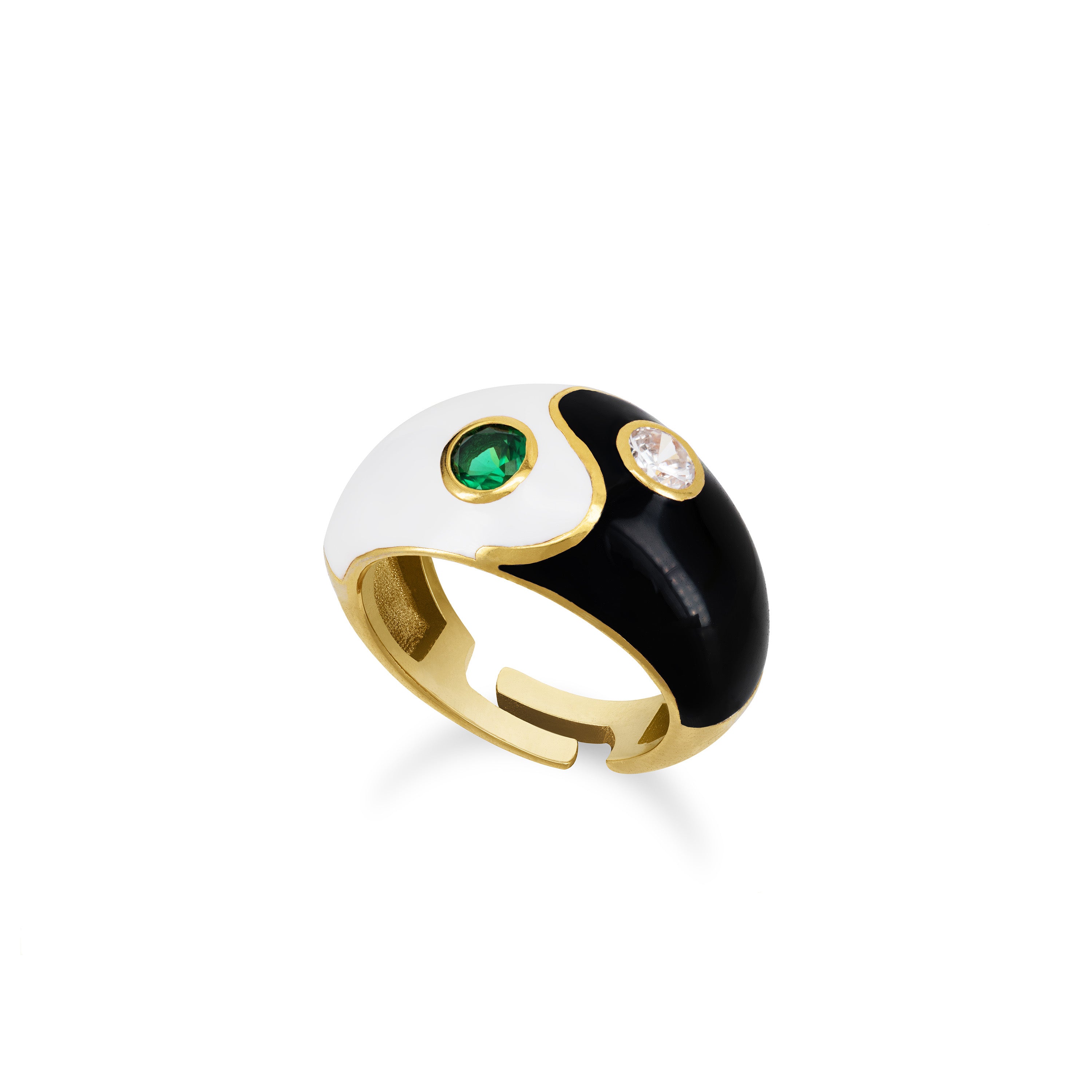 Yin Yang Dome Enamel Ring