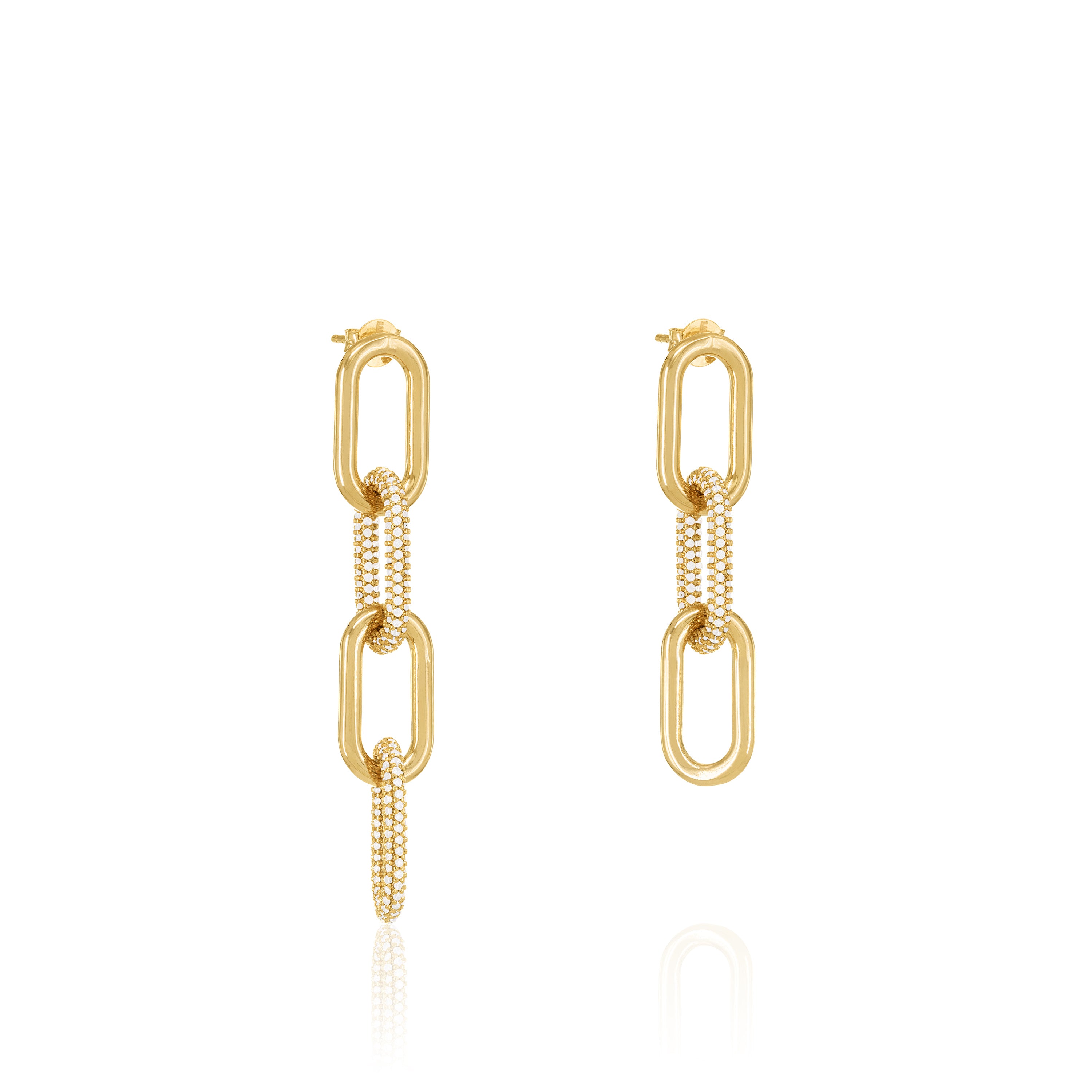 Asymmetric chain earrings, order Paperclip link earrings