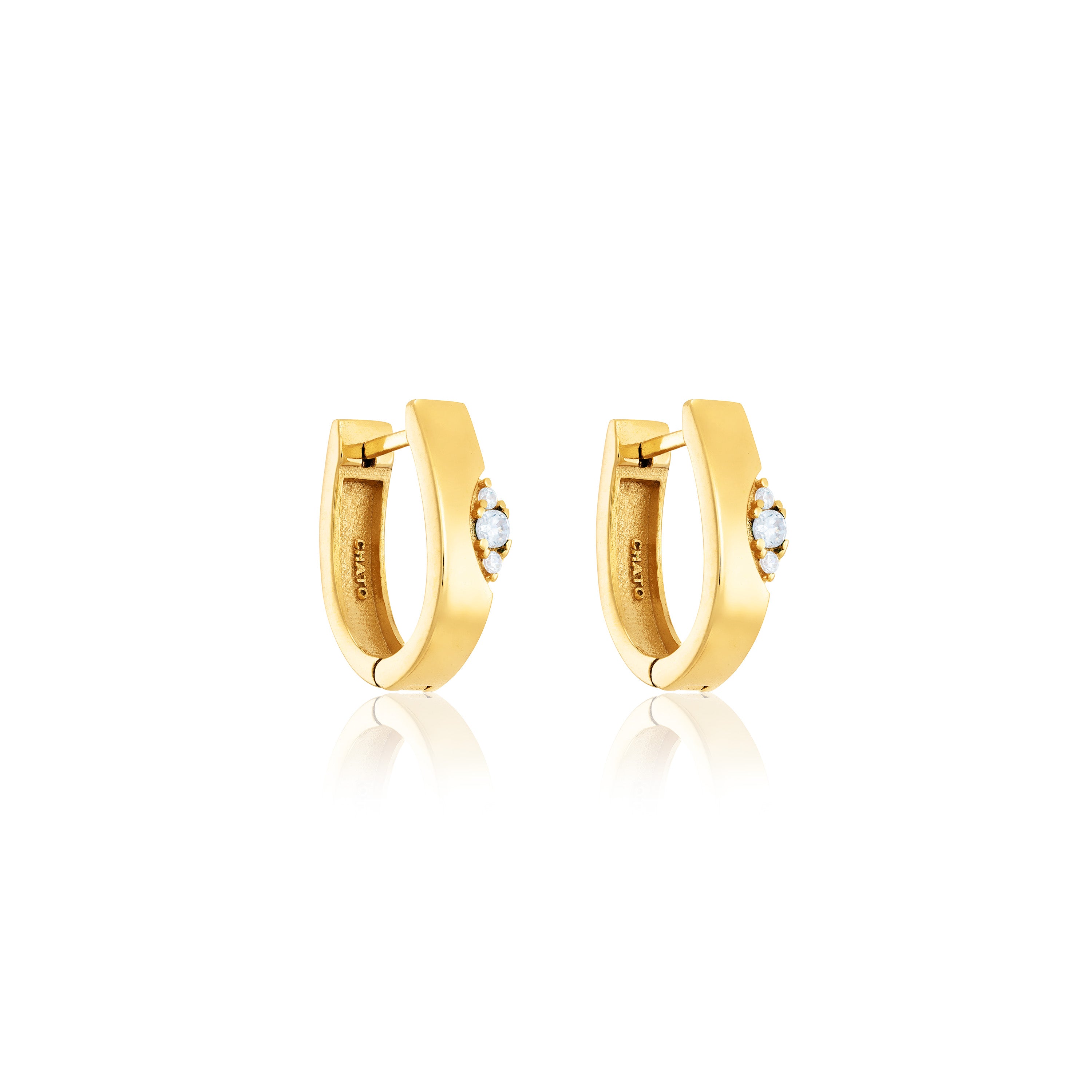 Asymmetrical Marquise Illusion Hoop Earrings - Gold White