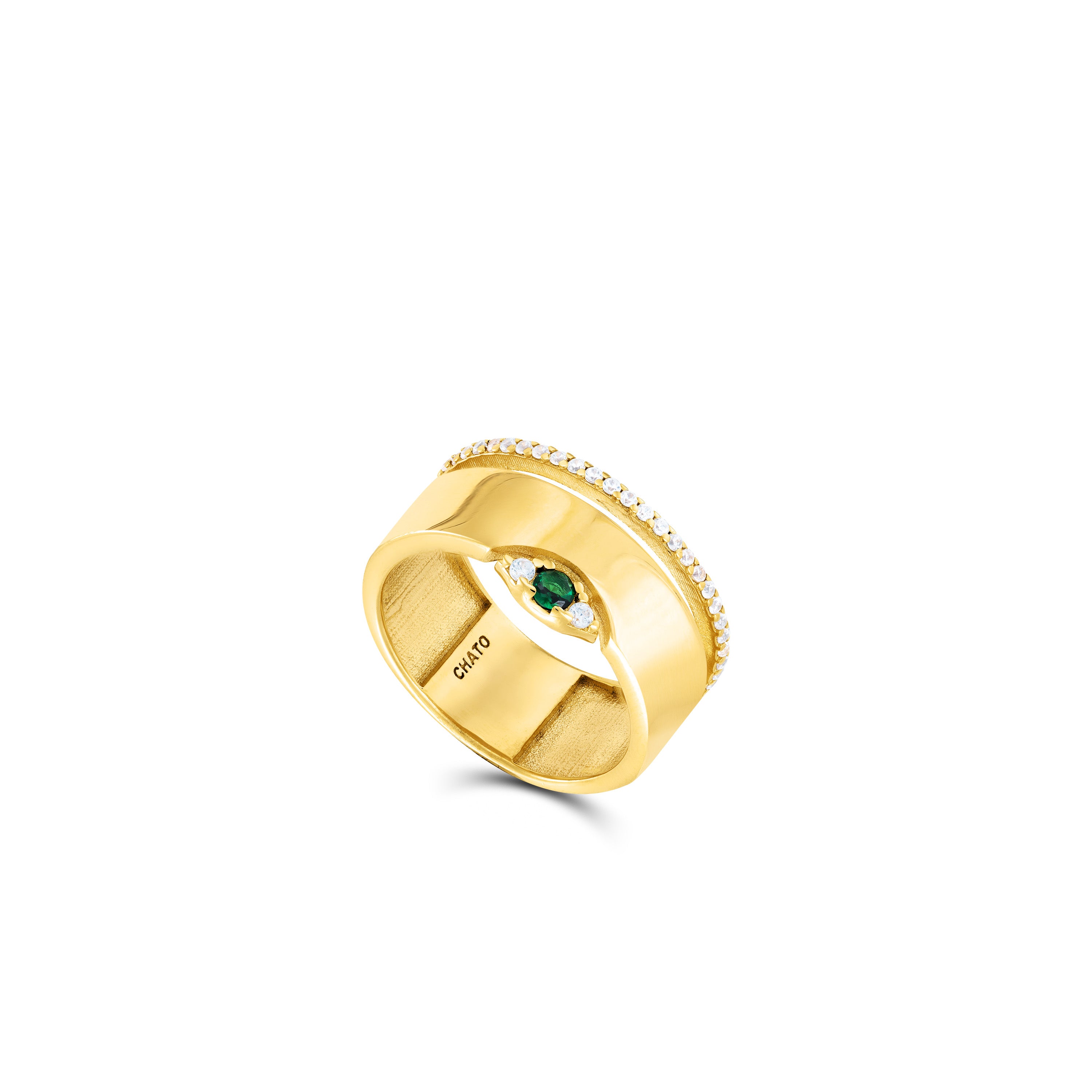 Asymmetrical Marquise Illusion Ring - Gold Green And White