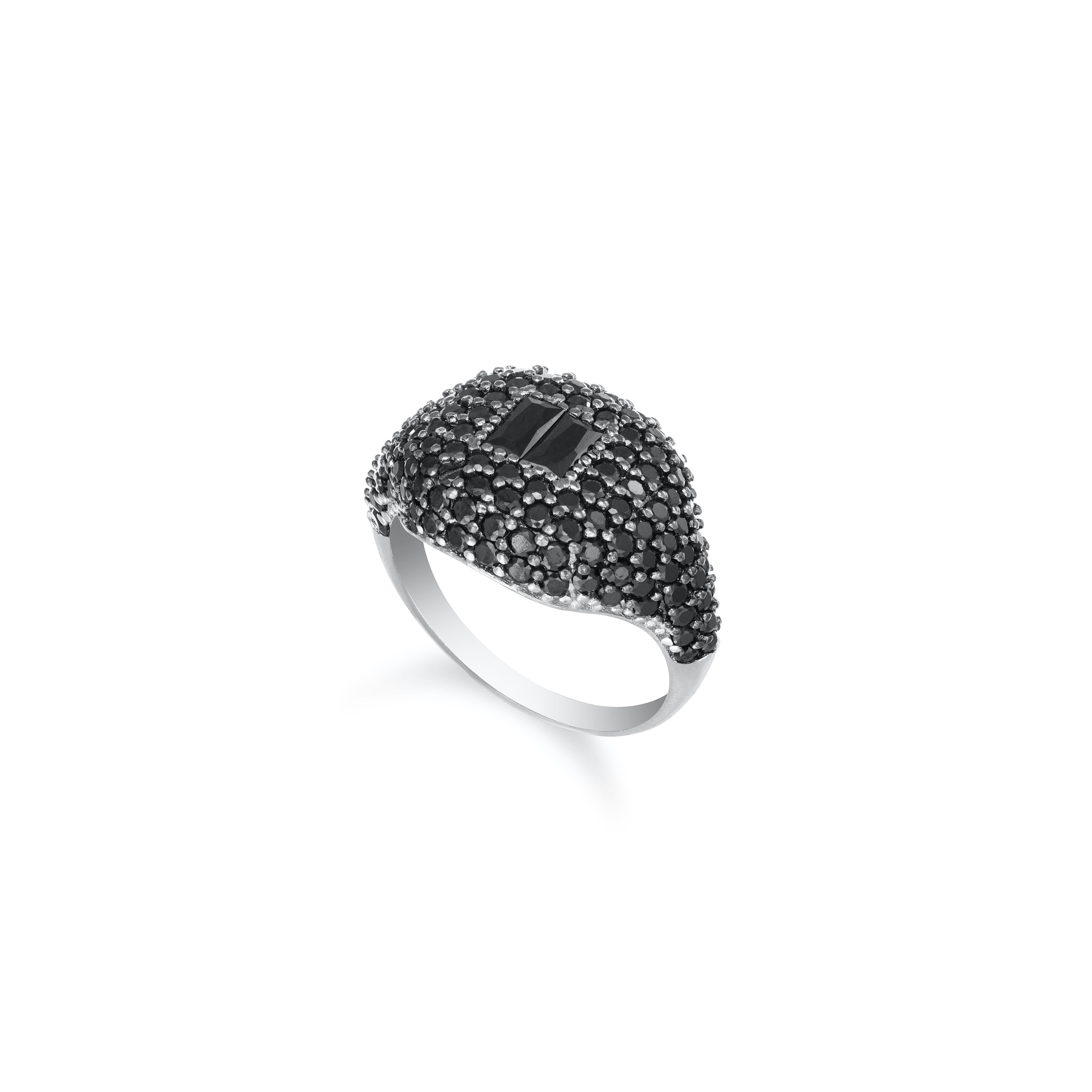 Baguette Centered Cubic Zirconia Dome Ring-Colored