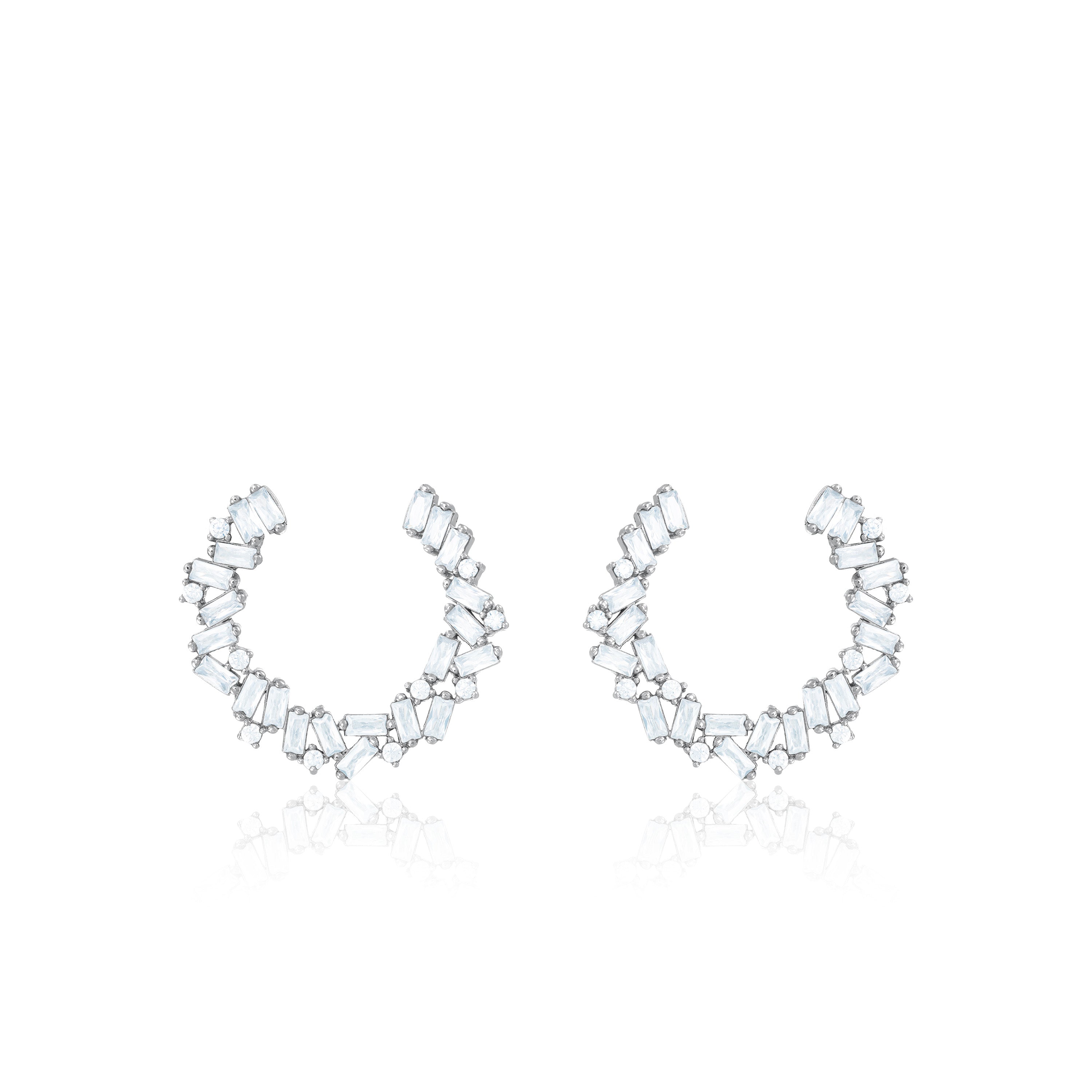 Baguette Open Circle Earring