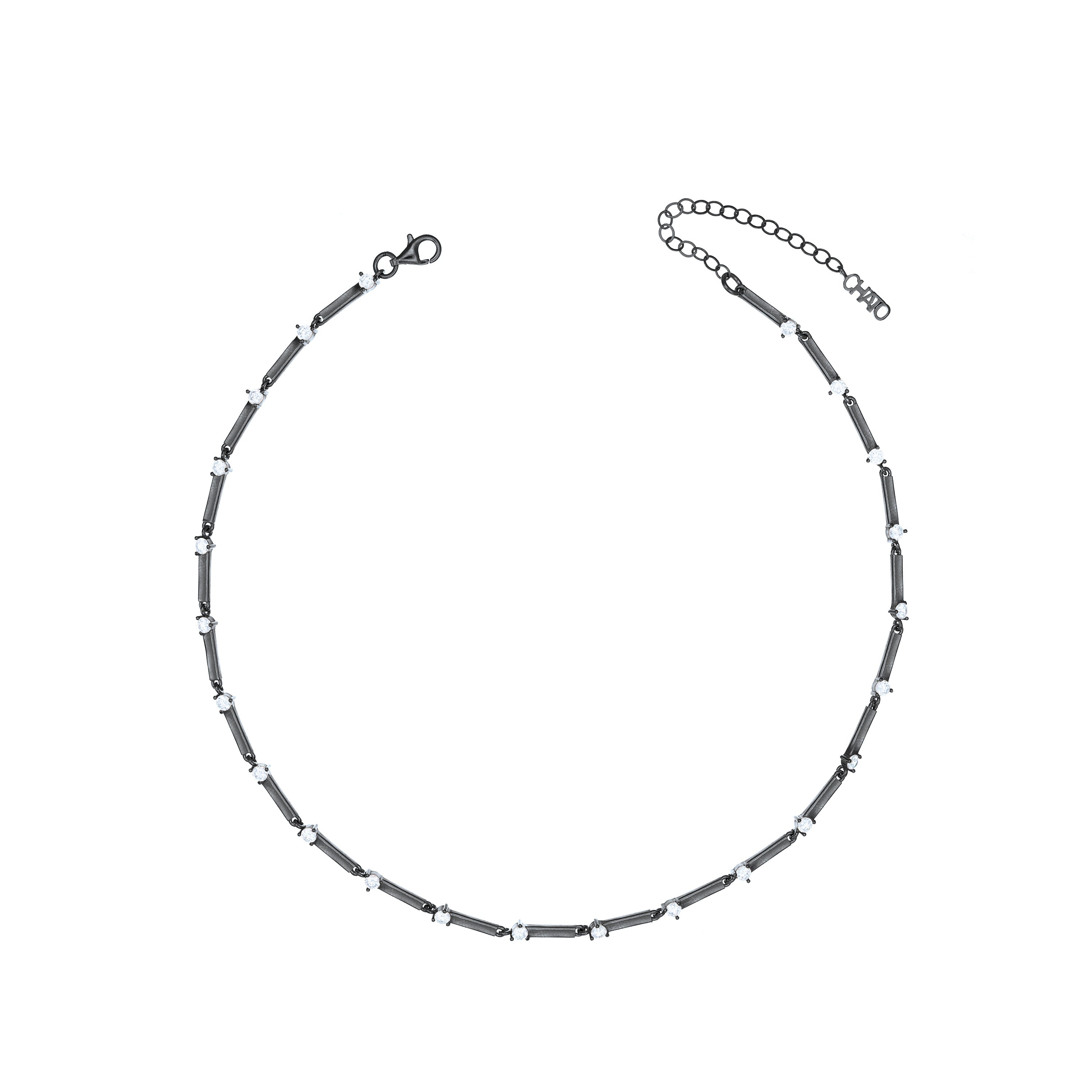 Bar Link Cz Choker - Black Rhodium