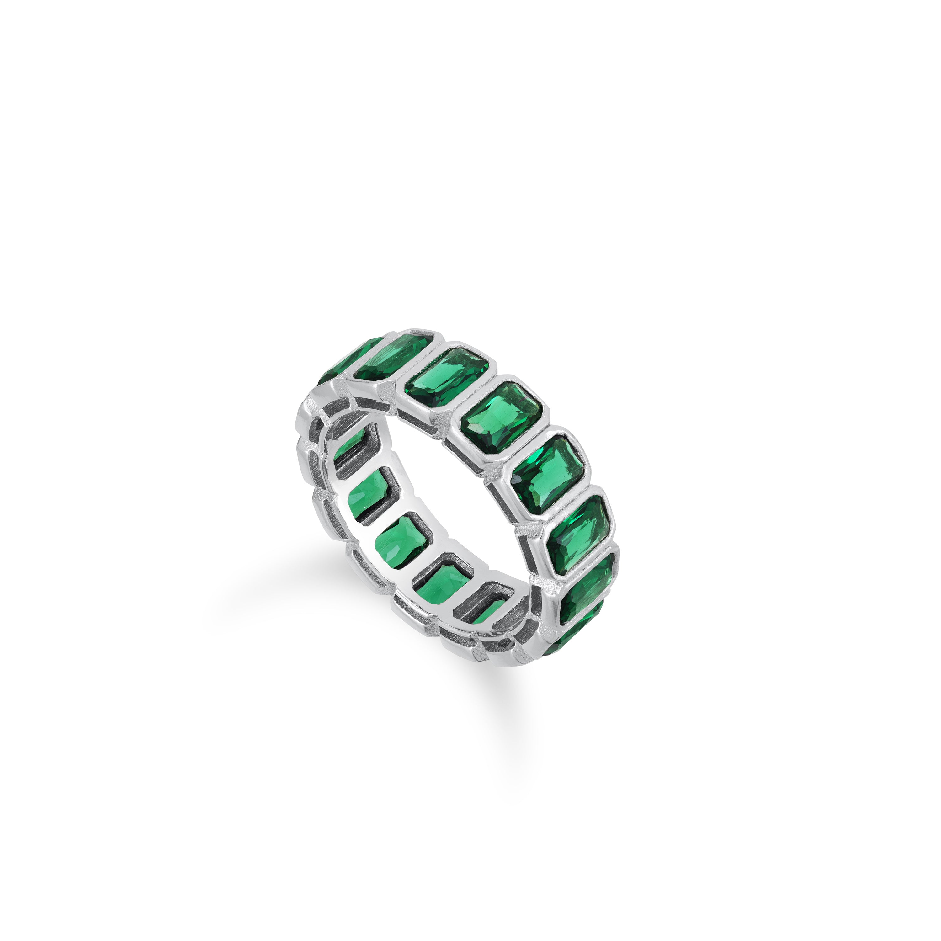 Bezel Emerald Cut Eternity Ring