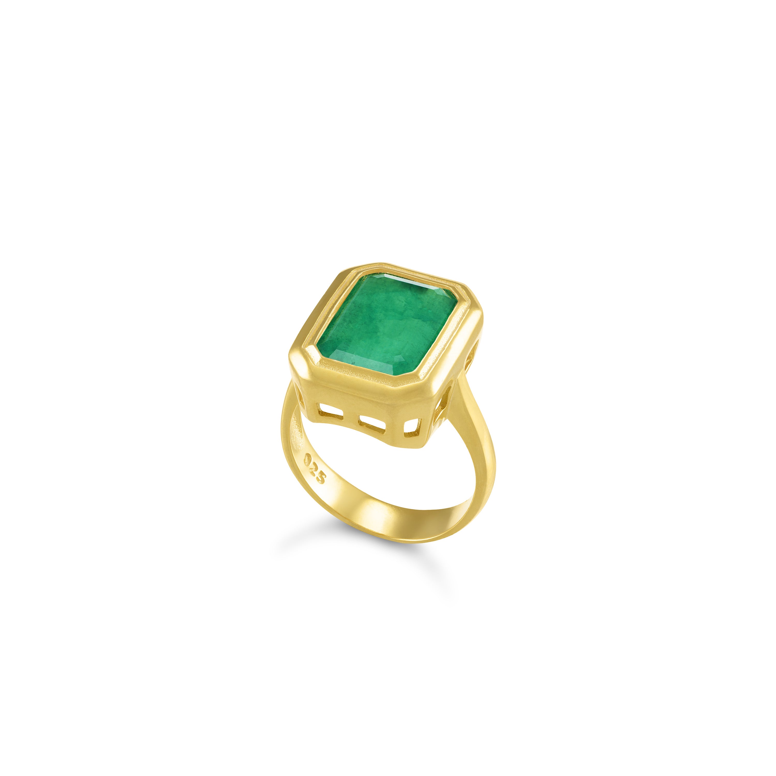 Bezel Emerald Cut Ring