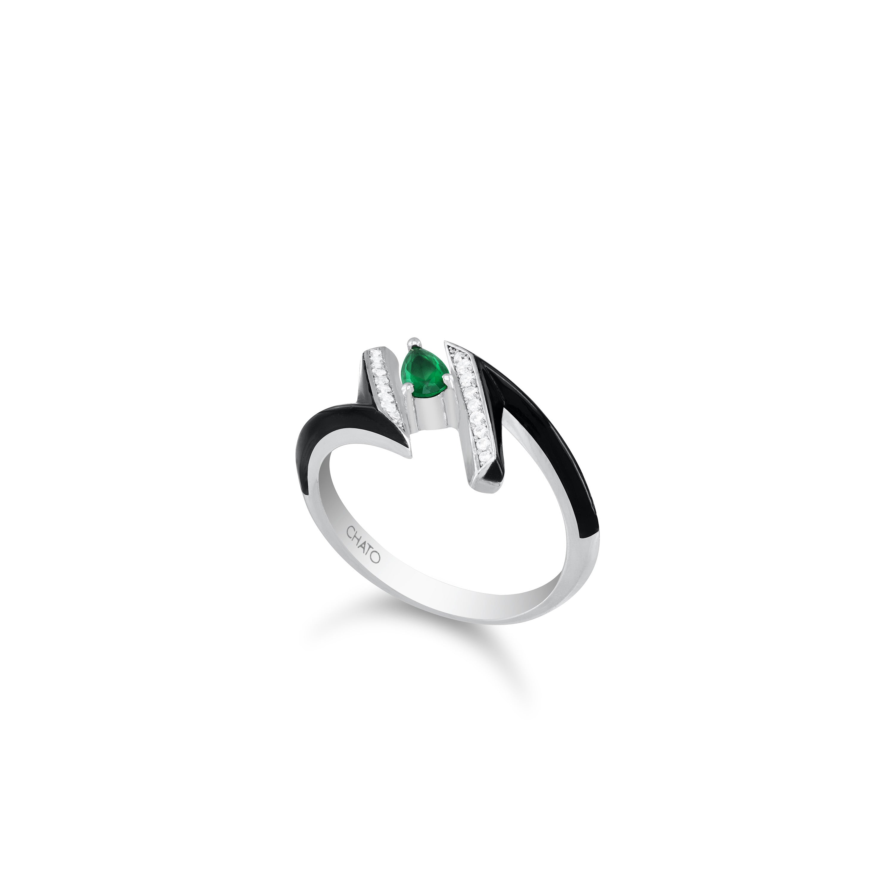 Teardrop With Cz Arrow Enamel Ring