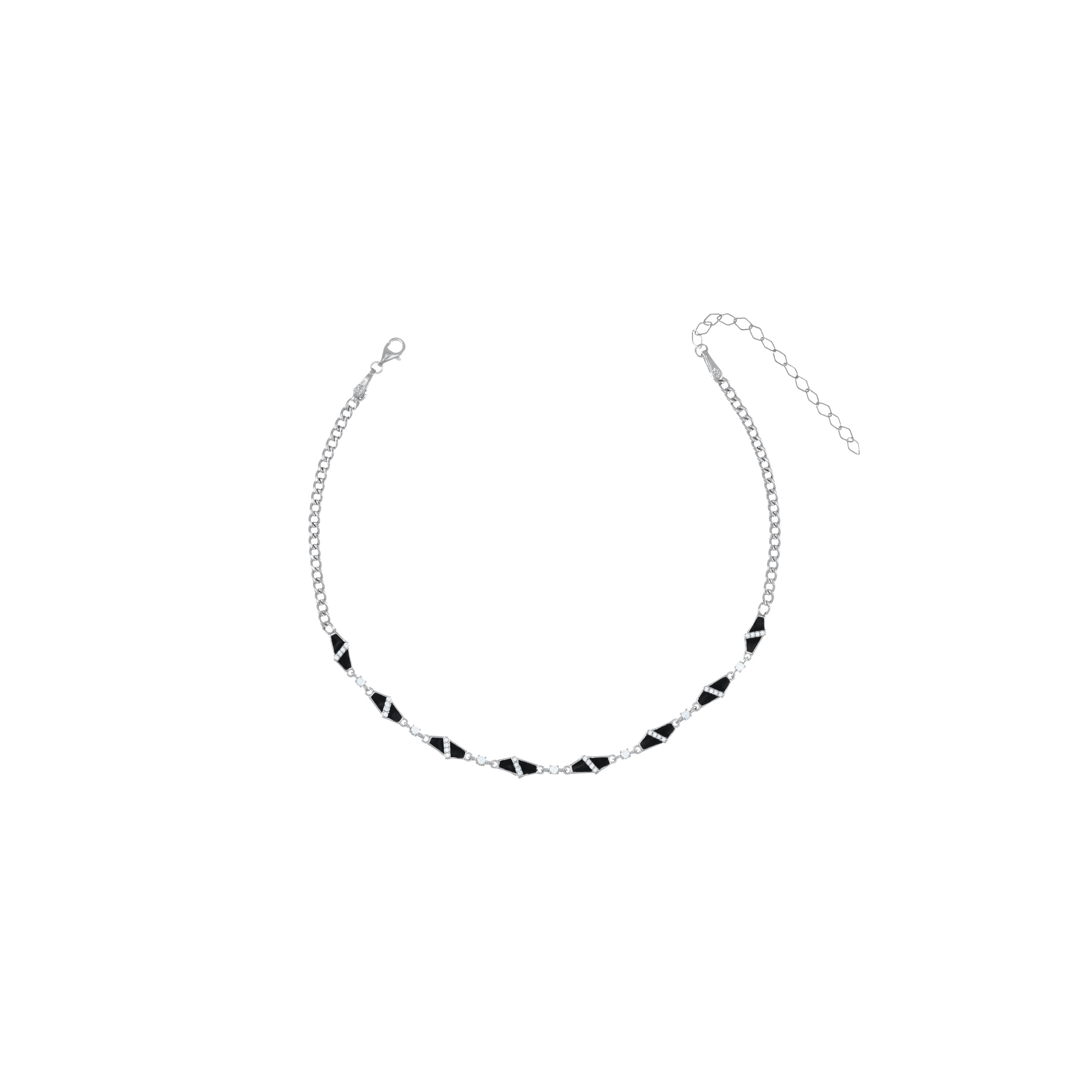 Cubic Zirconia And Enamel Hexagon Bar Link Choker