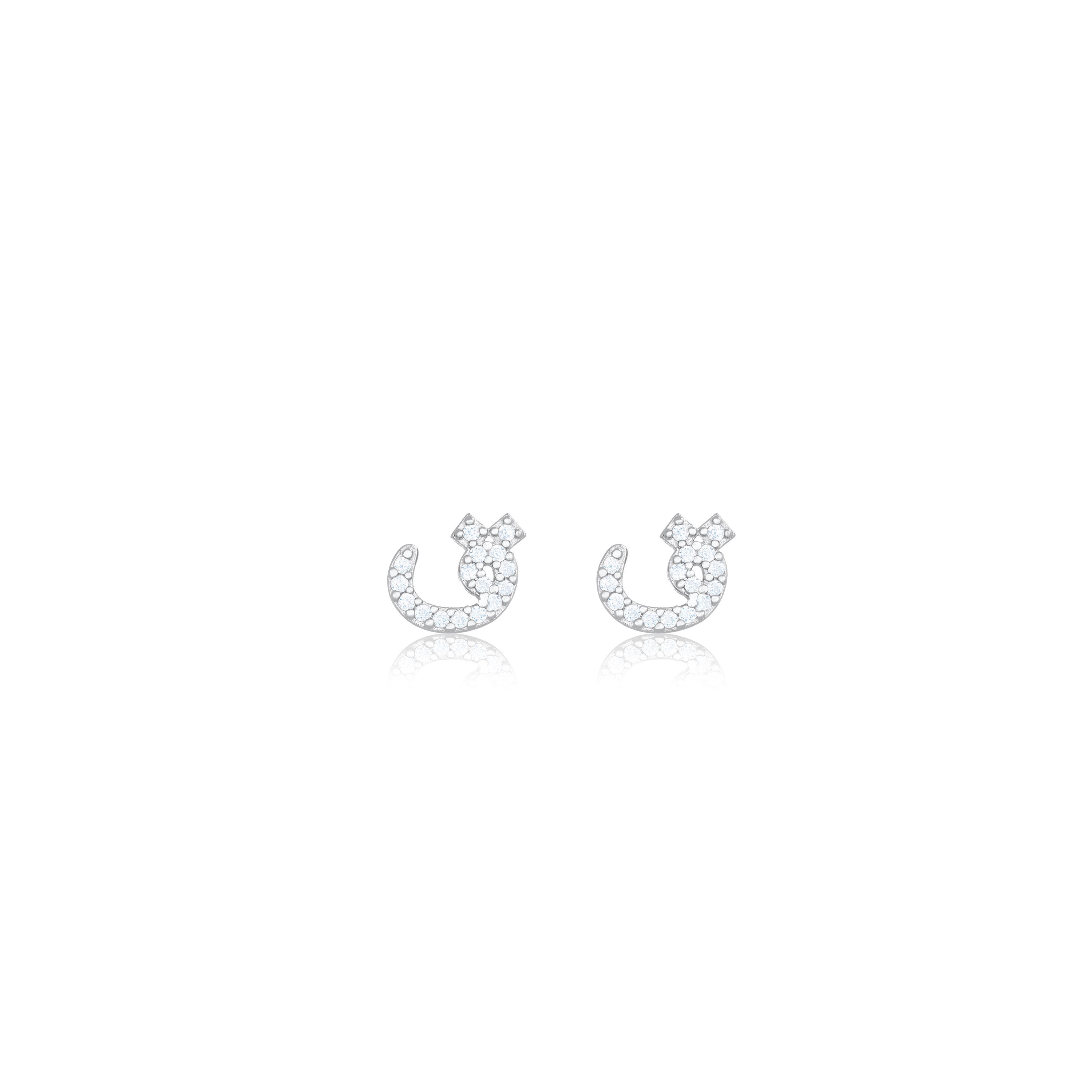Cubic Zirconia Arabic Letter Stud Earring