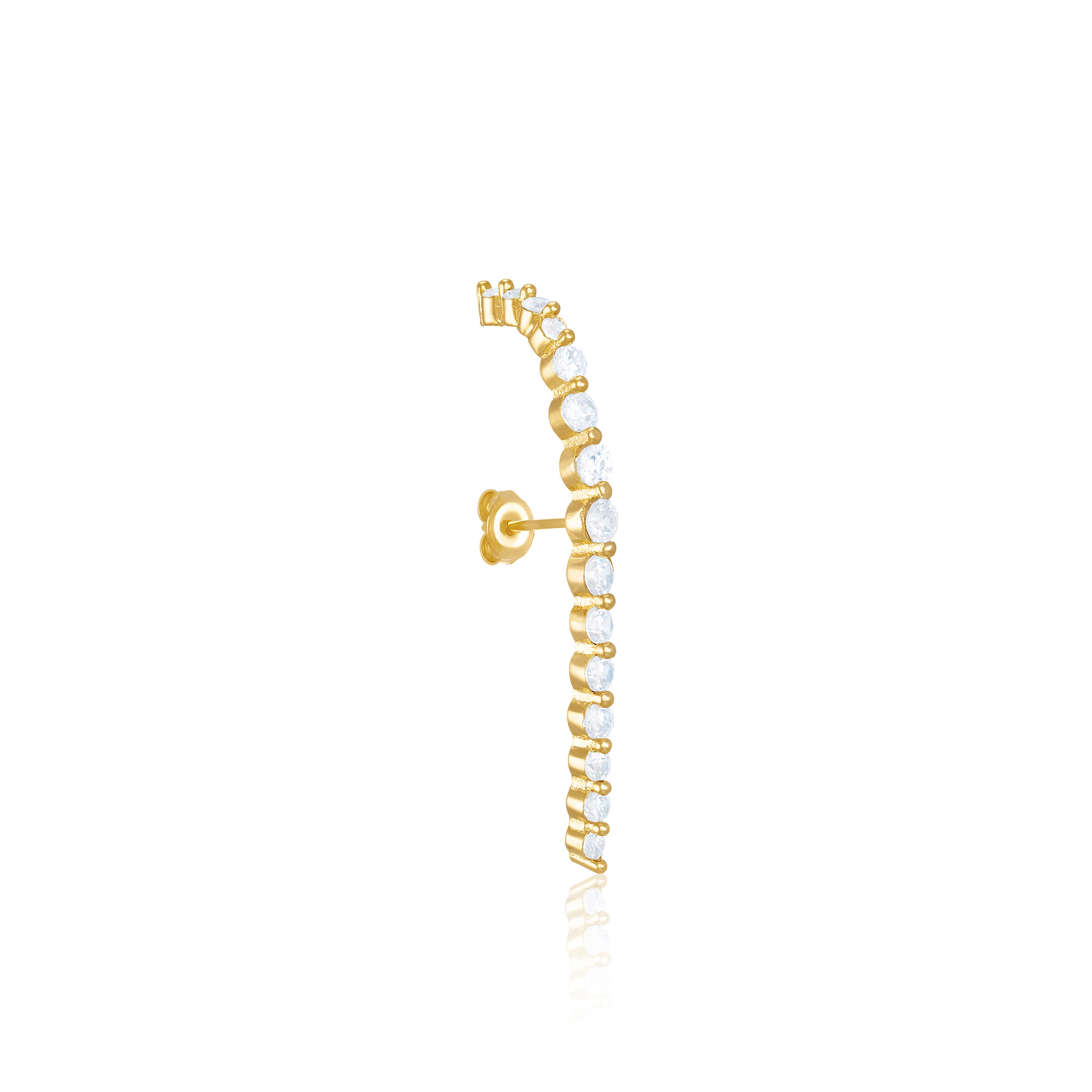 Cubic Zirconia Curved Bar Earring