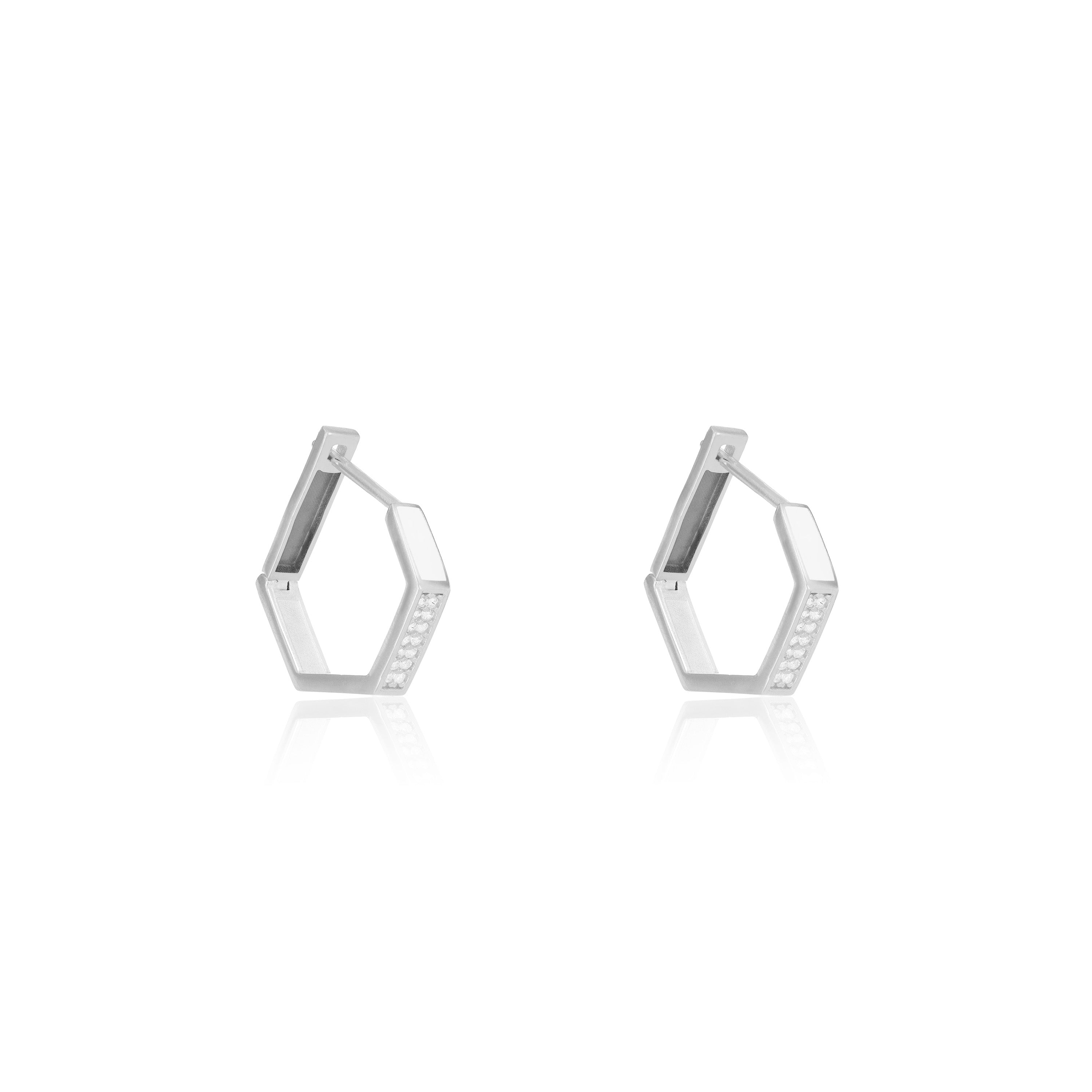 Cubic Zirconia Enamel Hexagon Shaped Hoop Earrings