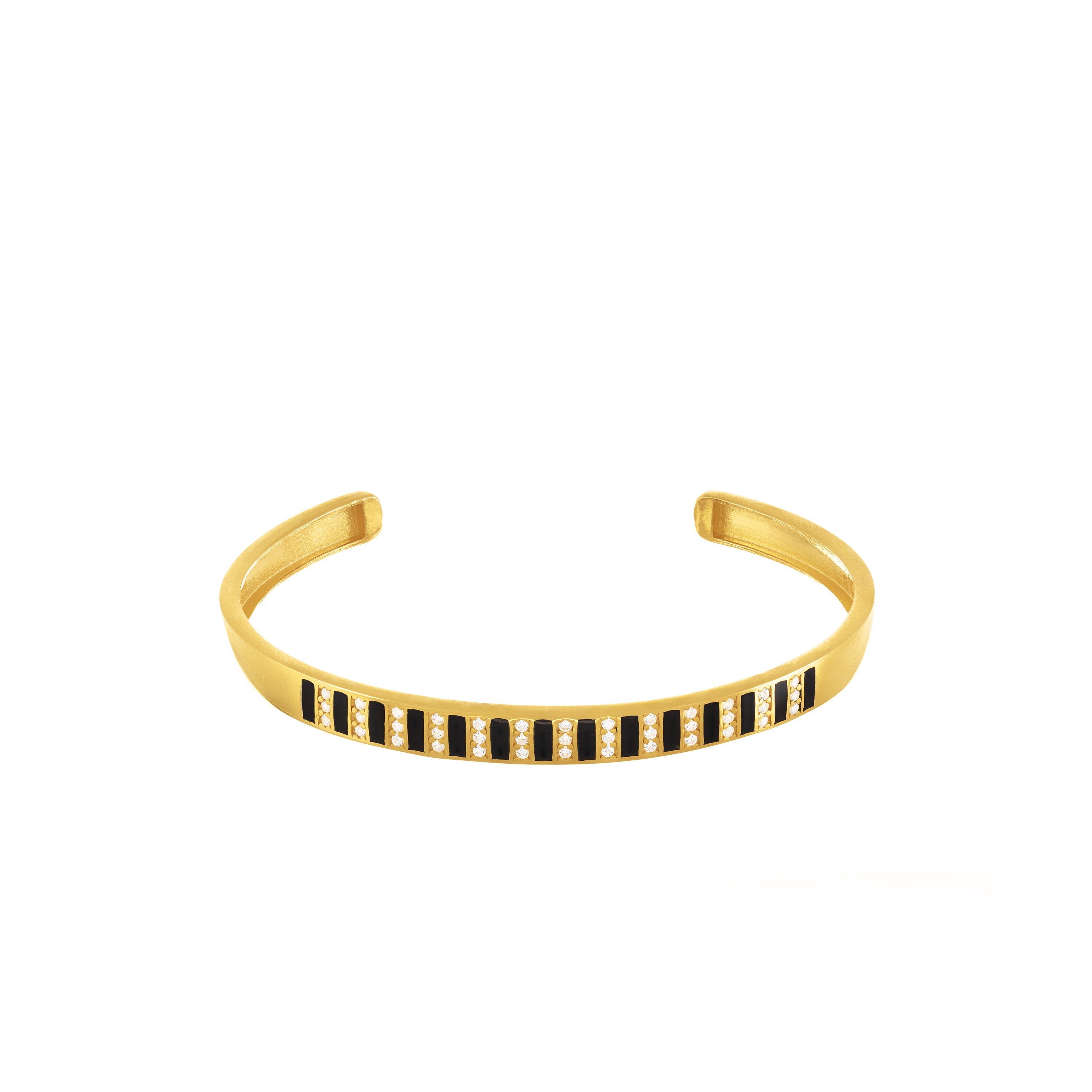 Cubic Zirconia Enamel Stripes Bangle Bracelet