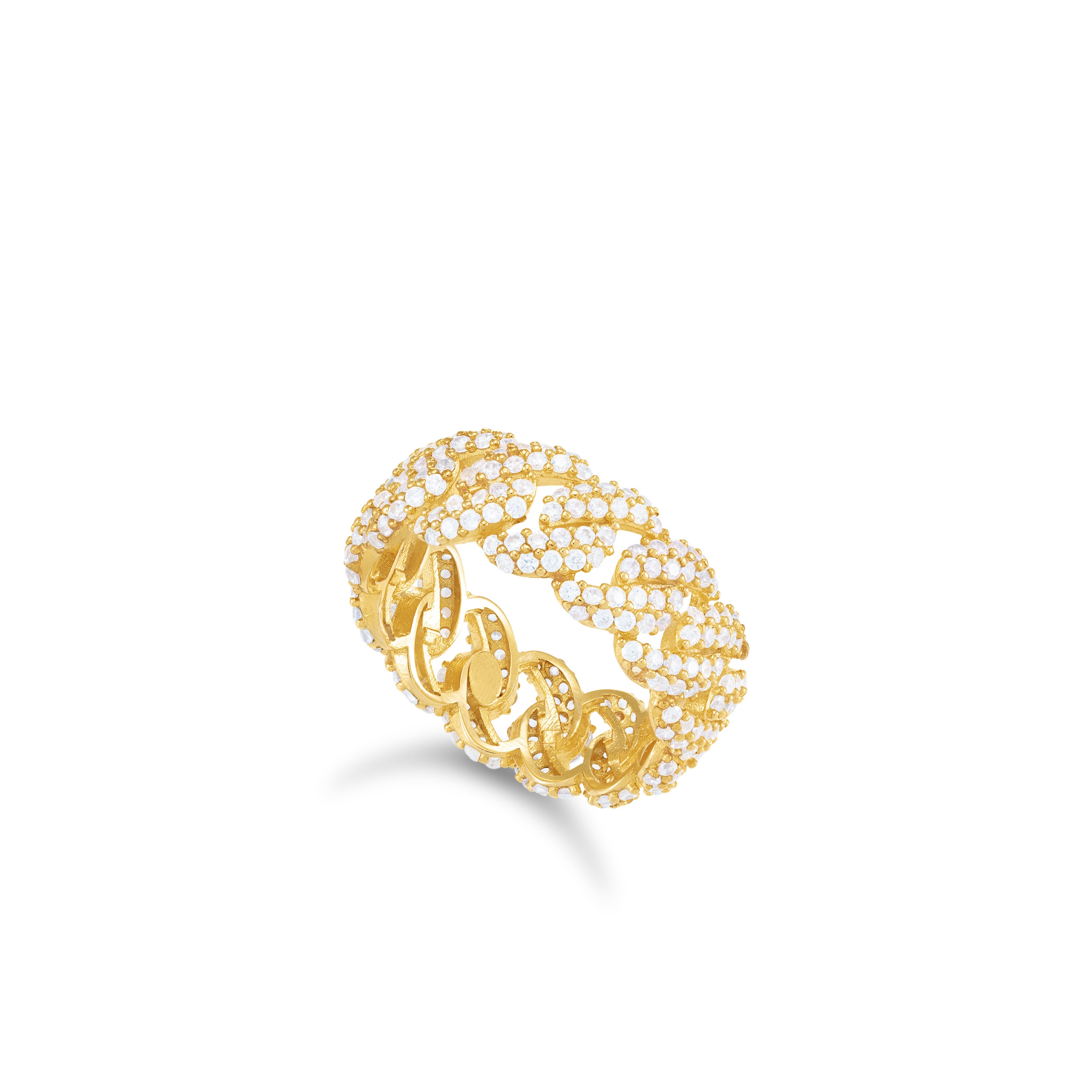 Cubic Zirconia Pave Cuban Chain Ring