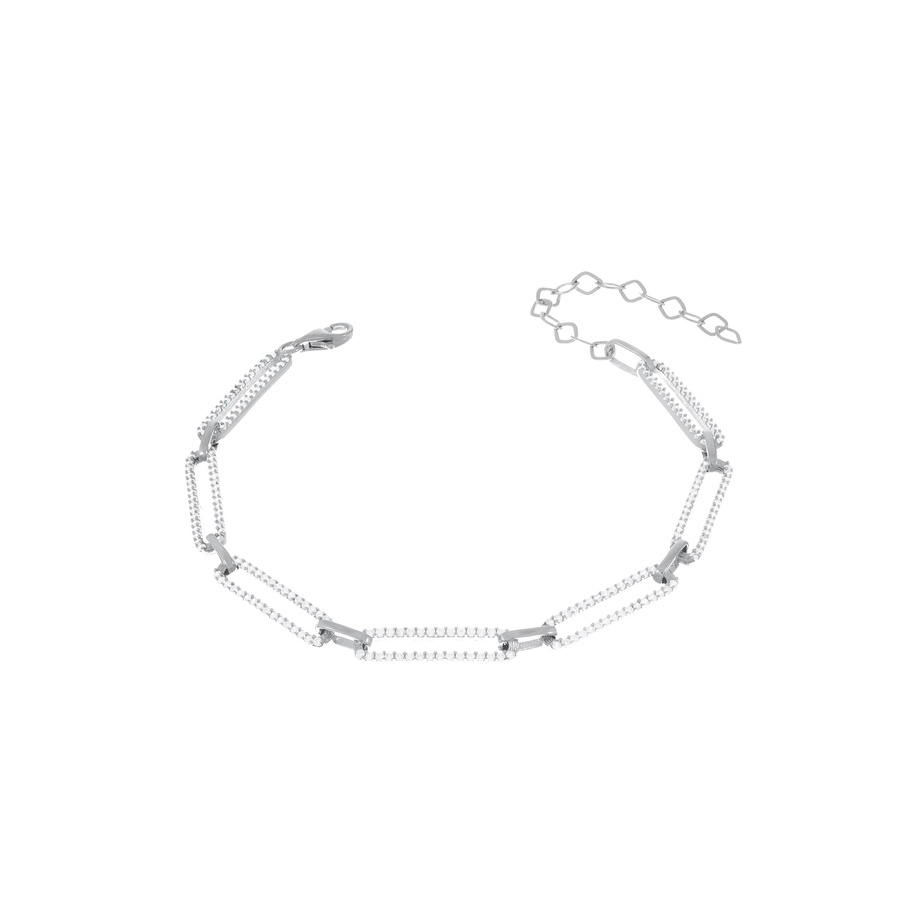 Cubic Zirconia Pave Paperclip Chain Link Bracelet
