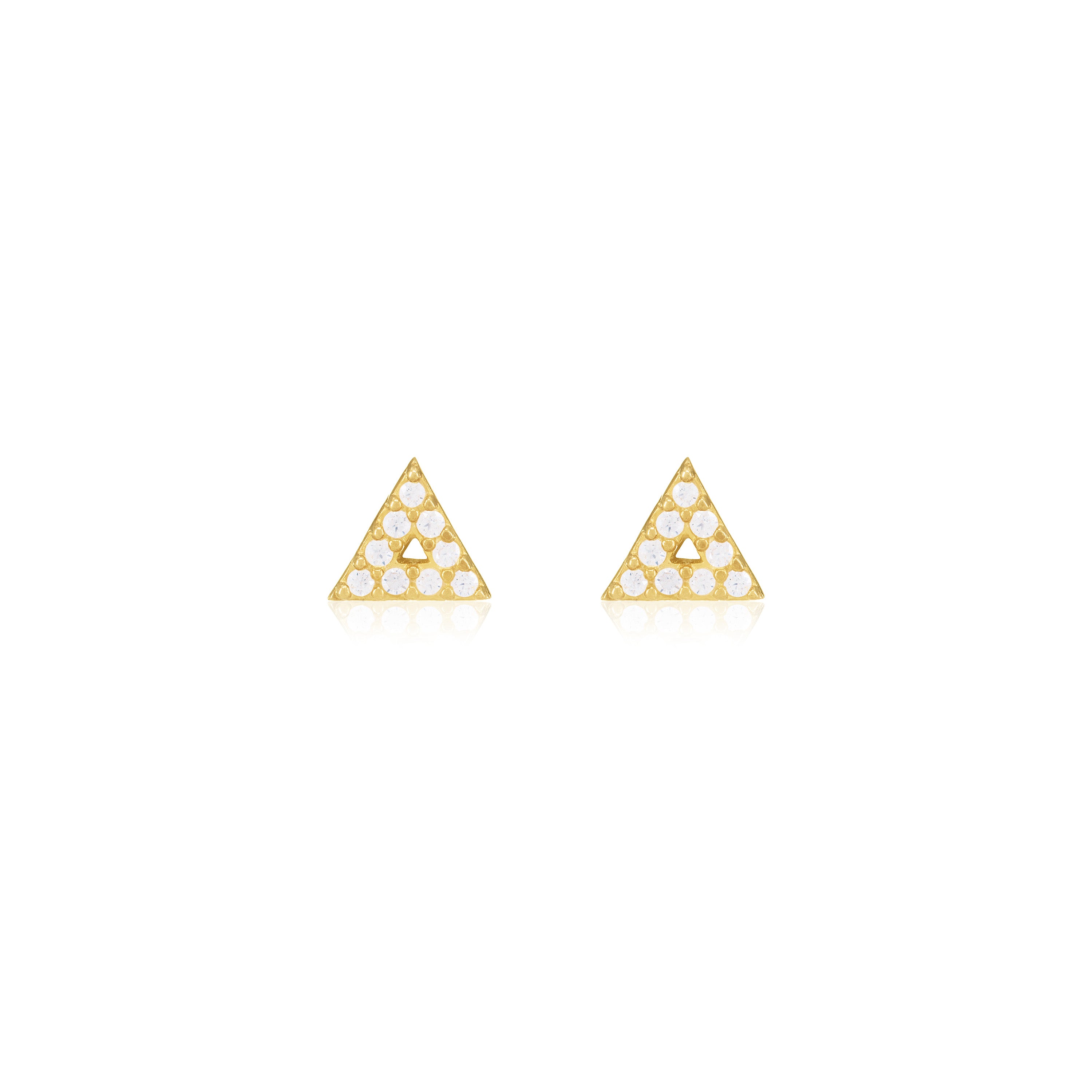 Cubic Zirconia Pave Triangle With Empty Middle Shape Stud Earring