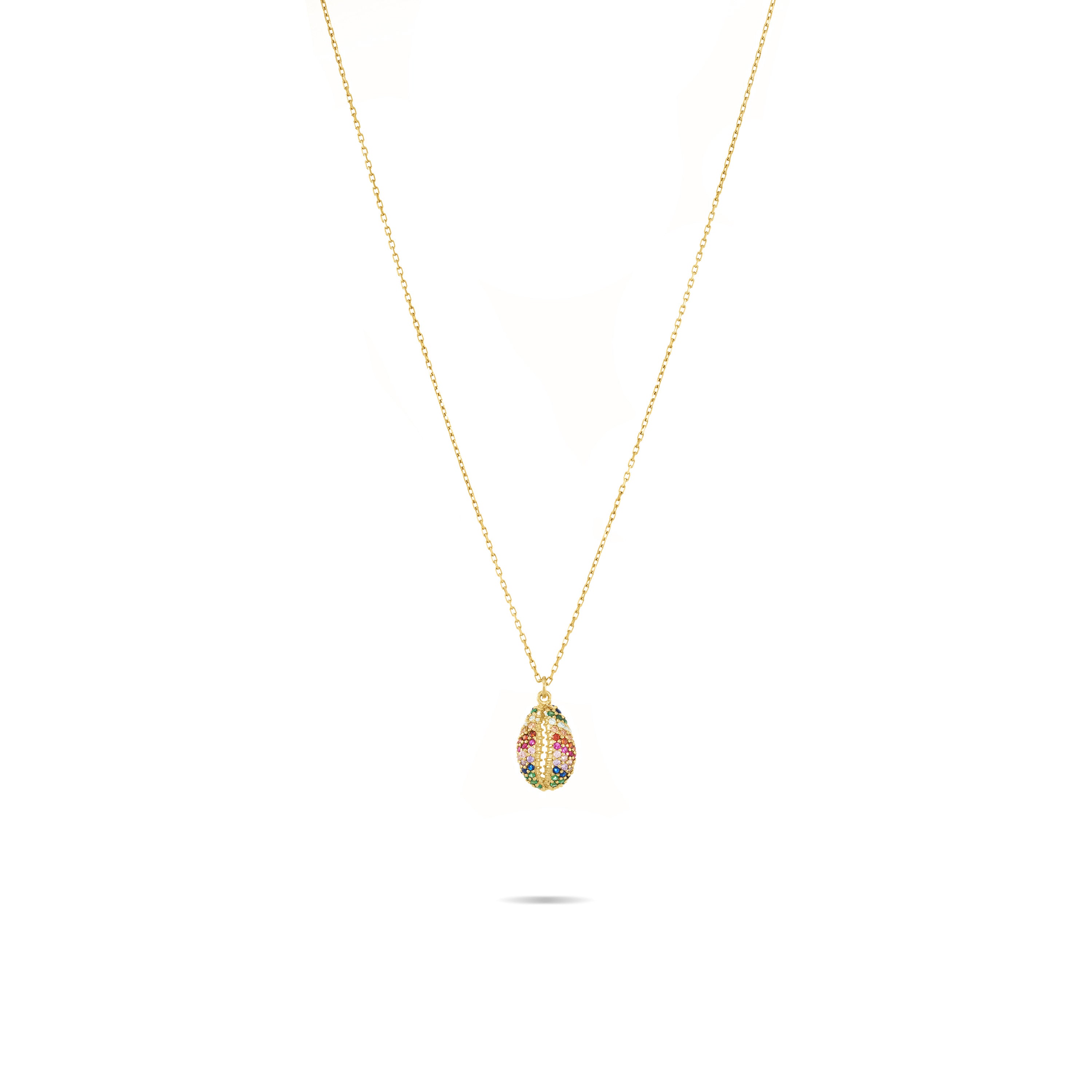 Cubic Zirconia Paved Seashell Chain Necklace