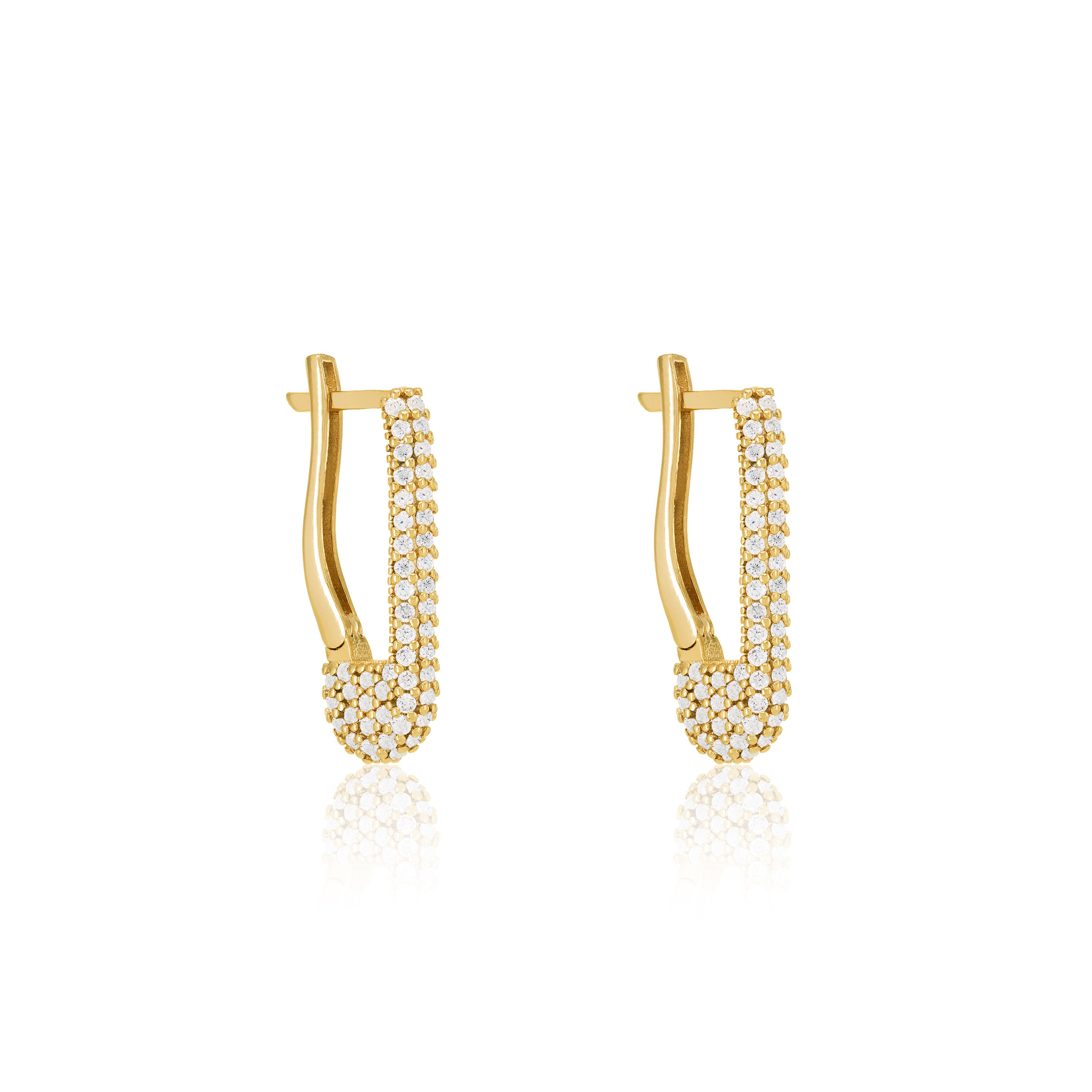 Cubic Zirconia Safety Pin Earring