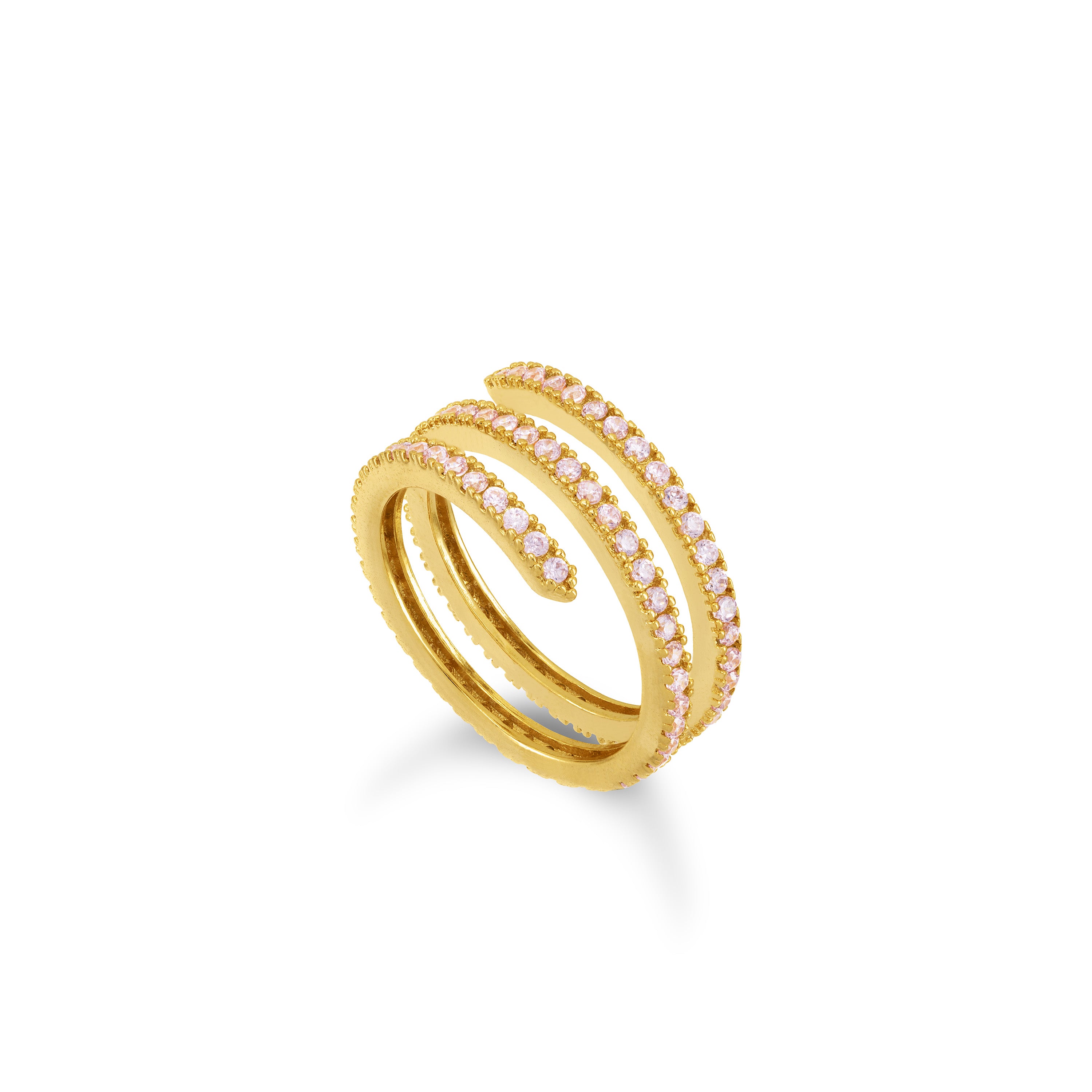 Cubic Zirconia Spiral Ring-Colored