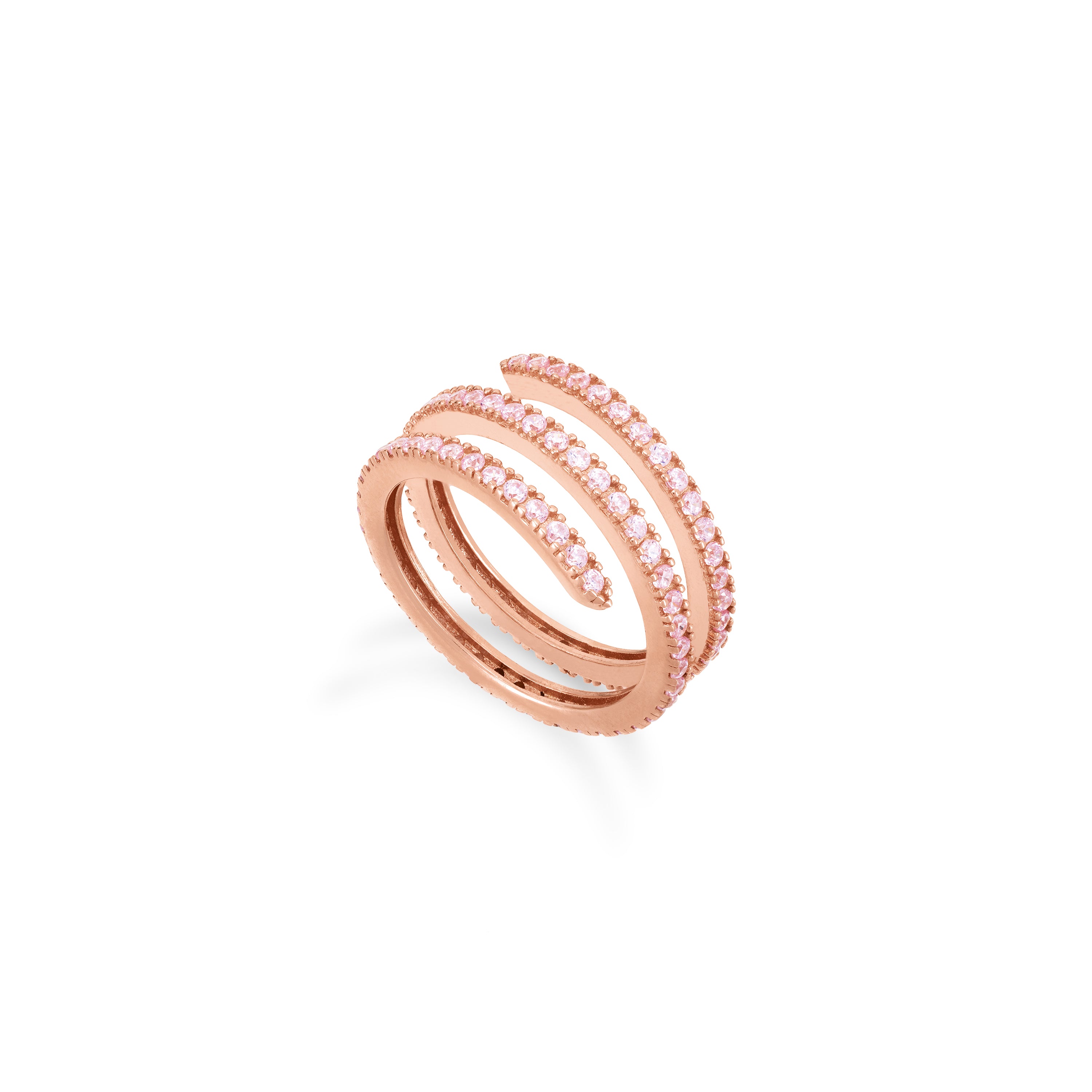 Cubic Zirconia Spiral Ring-Colored