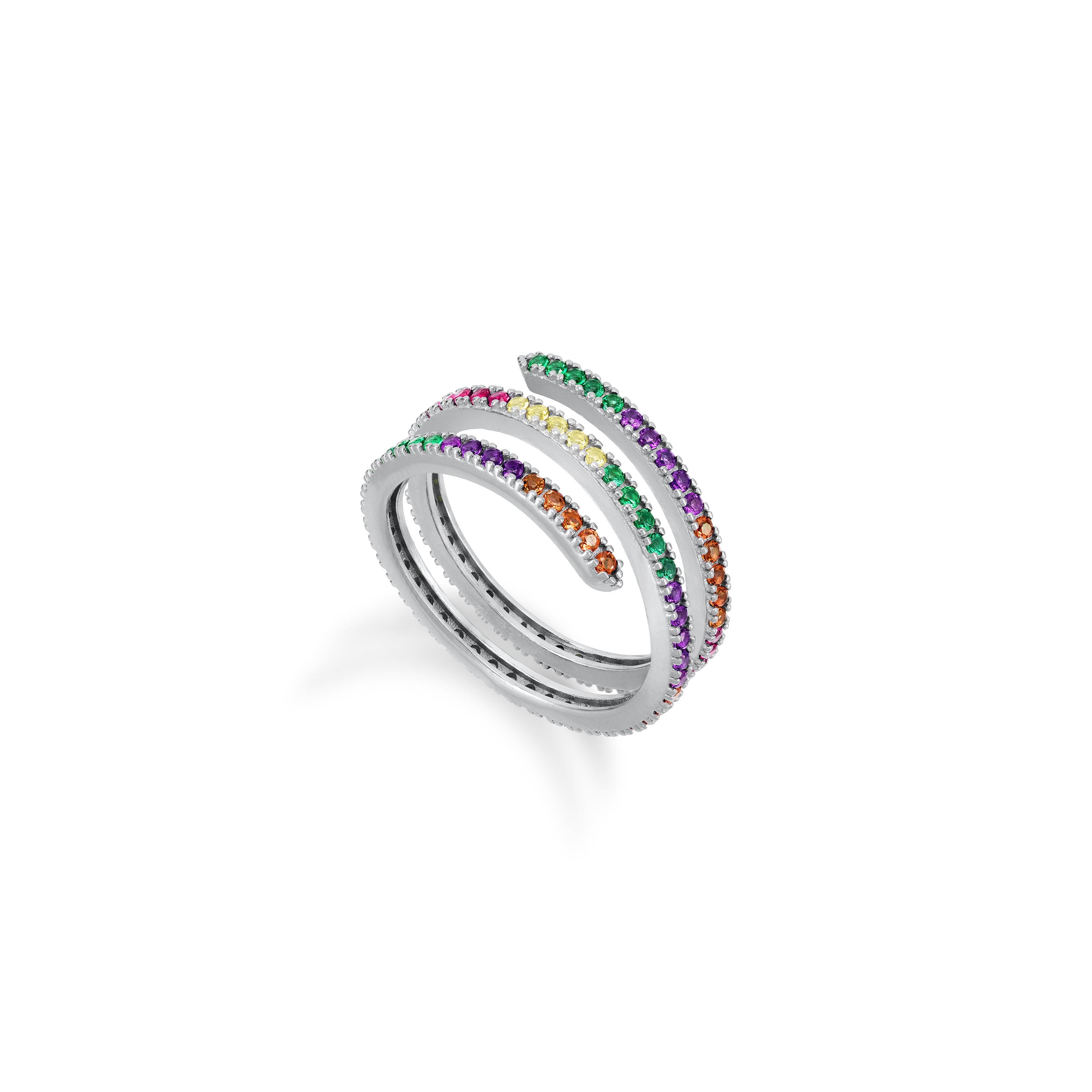 Cubic Zirconia Spiral Ring-Colored