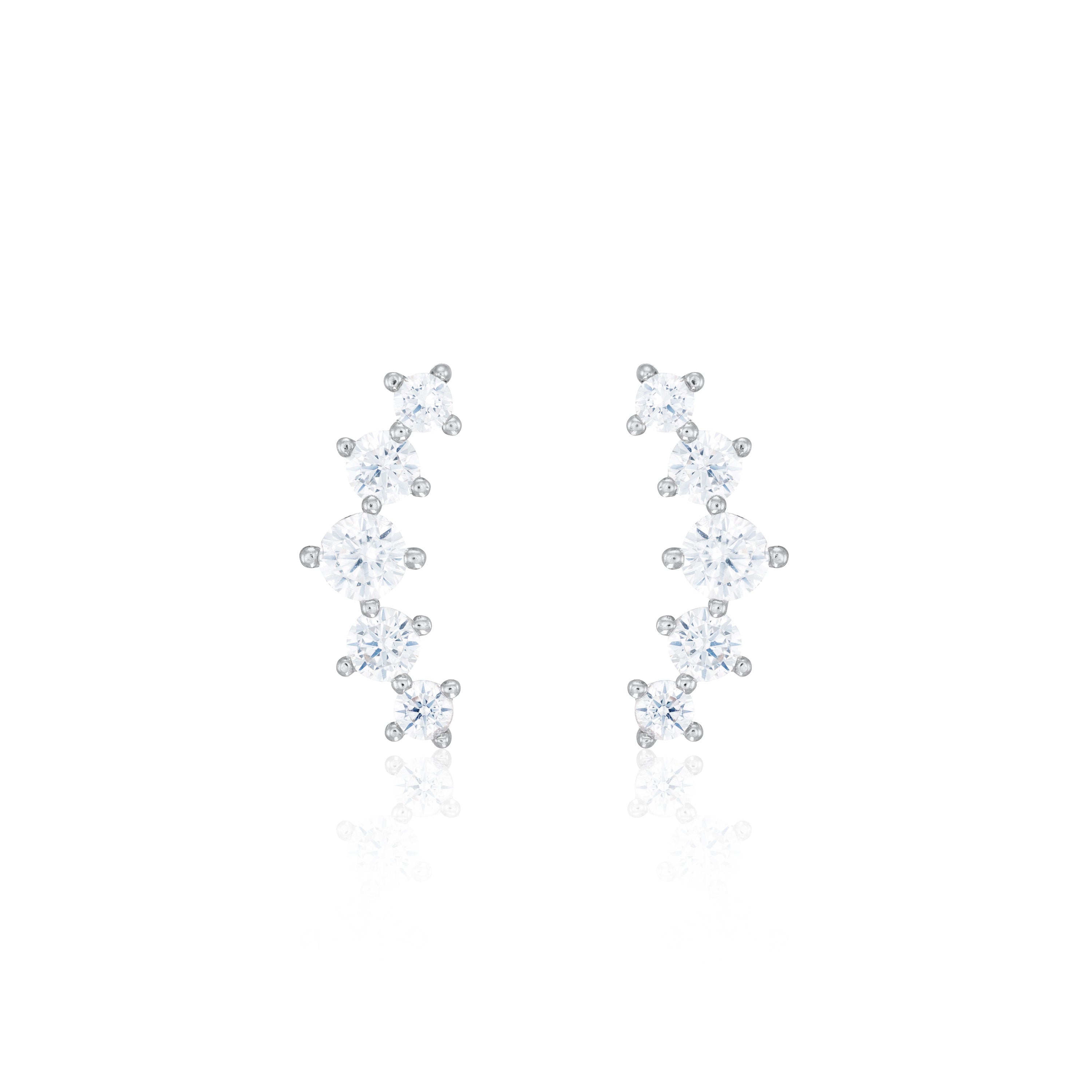 Cubic Zirconia Curved Bar Stud Earrings