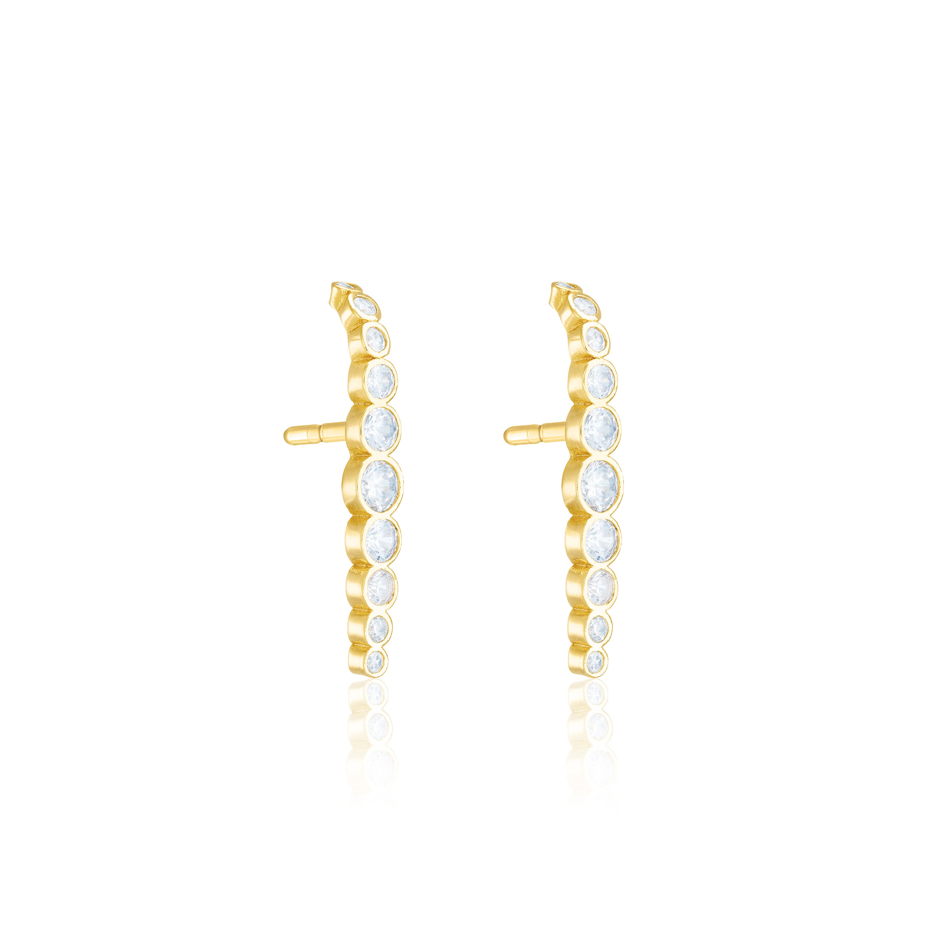 Cubic Zirconia Short Curved Bar Earrings