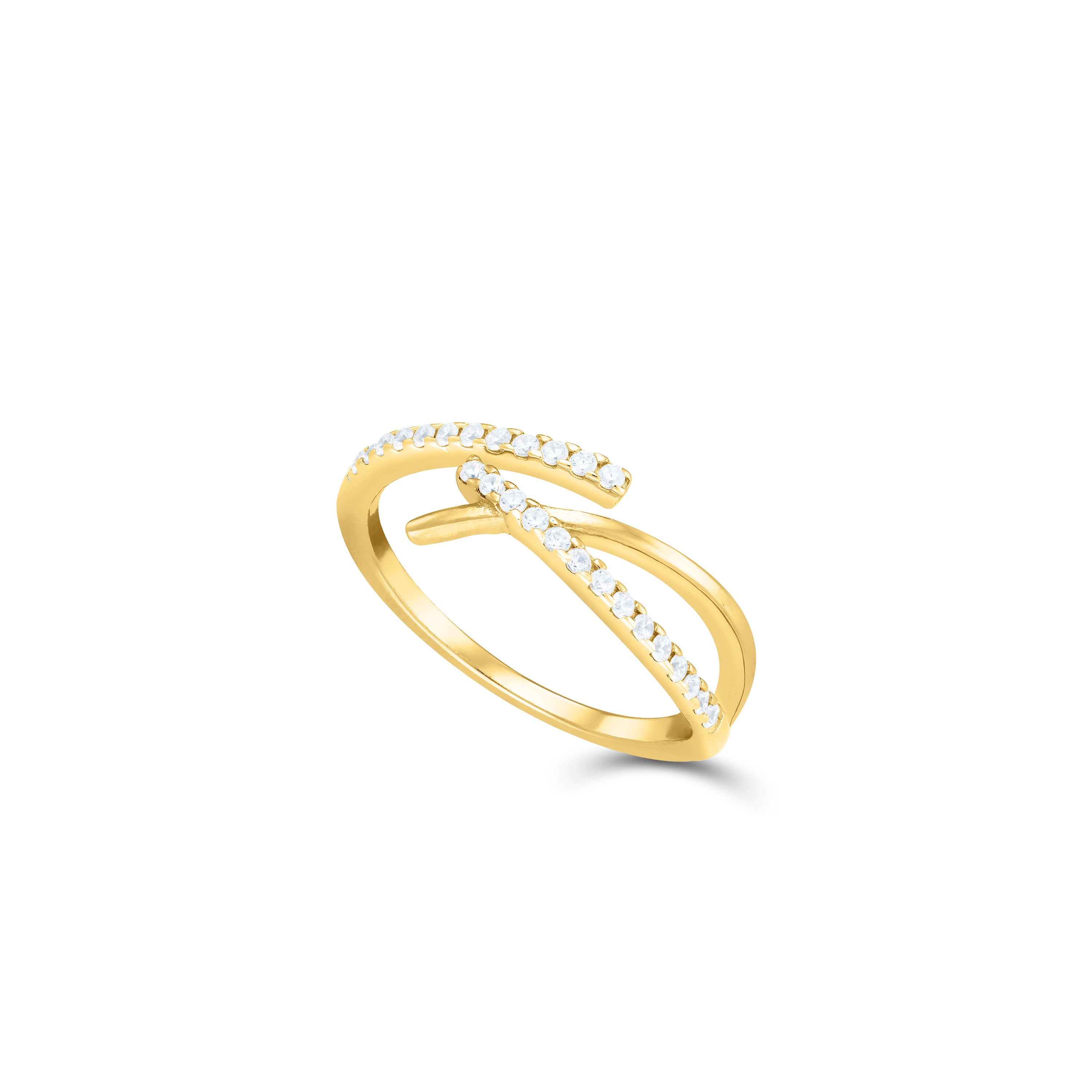 Cubic Zirconia Wrap Ring - Gold White