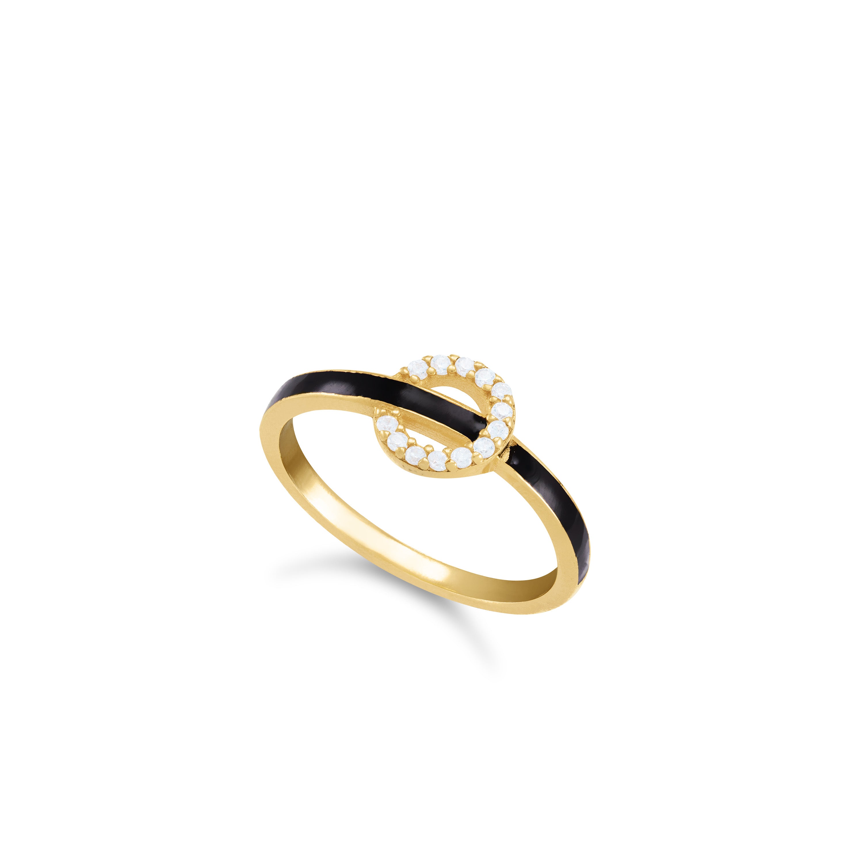 Dainty Enamel Ring With Central Cubic Zirconia Circle