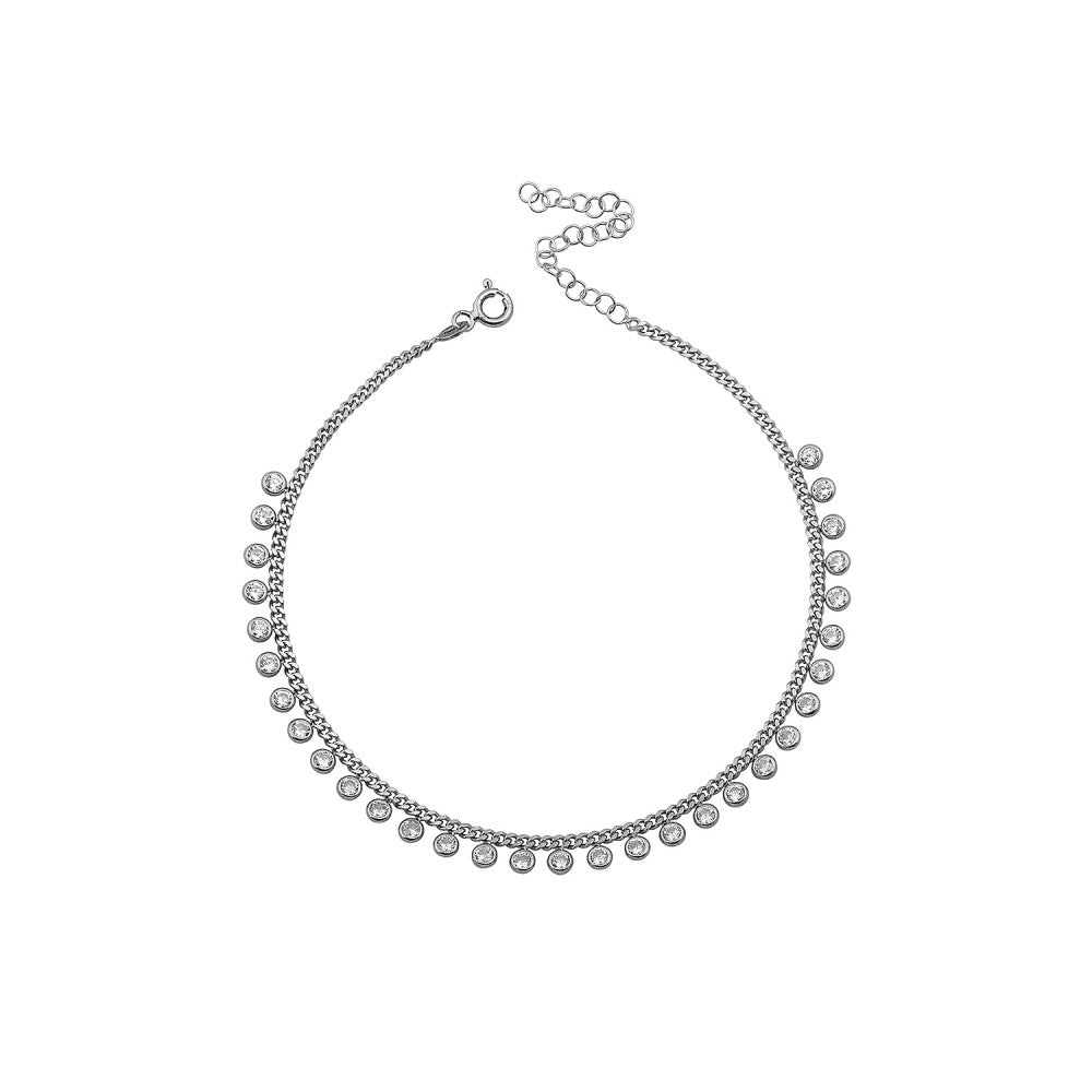 Dangling Bezel Curb Chain Anklet