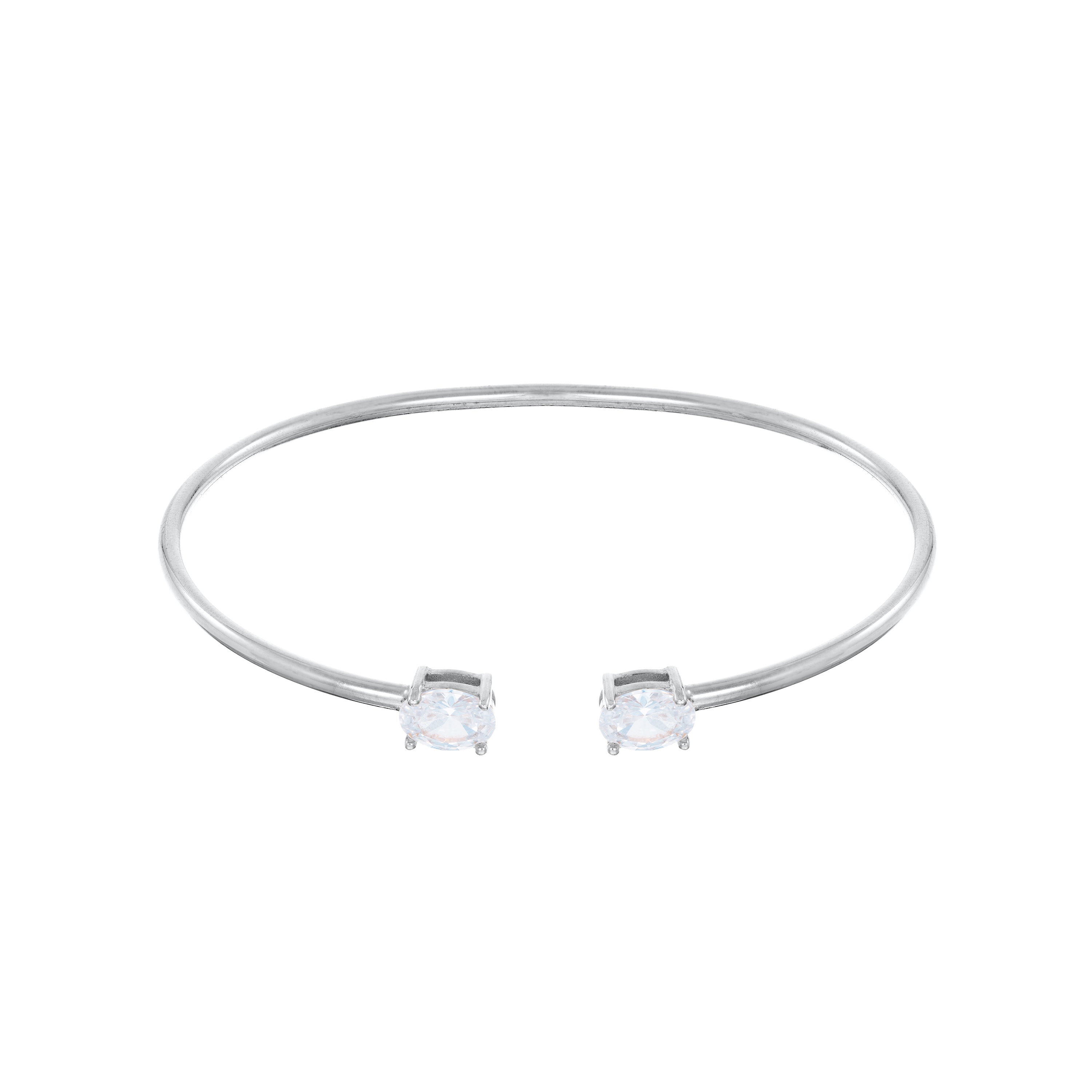 Double Oval Stone Torque Bangle Bracelet