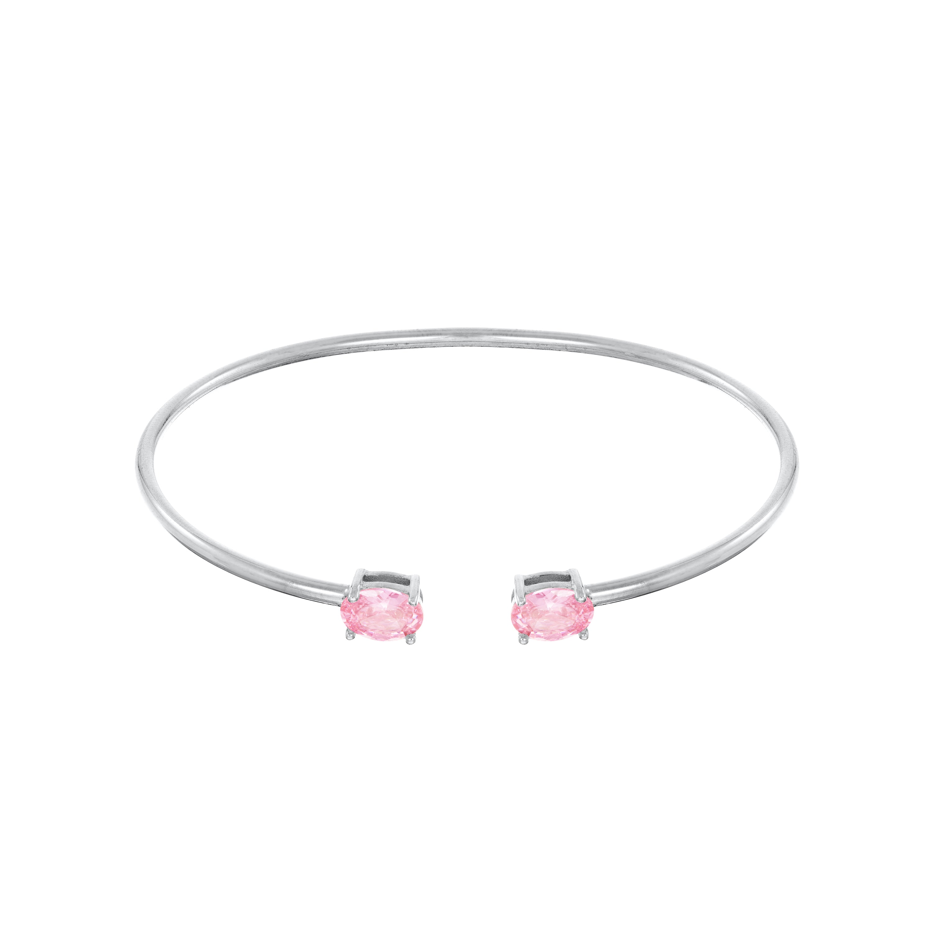 Double Oval Stone Torque Bangle Bracelet