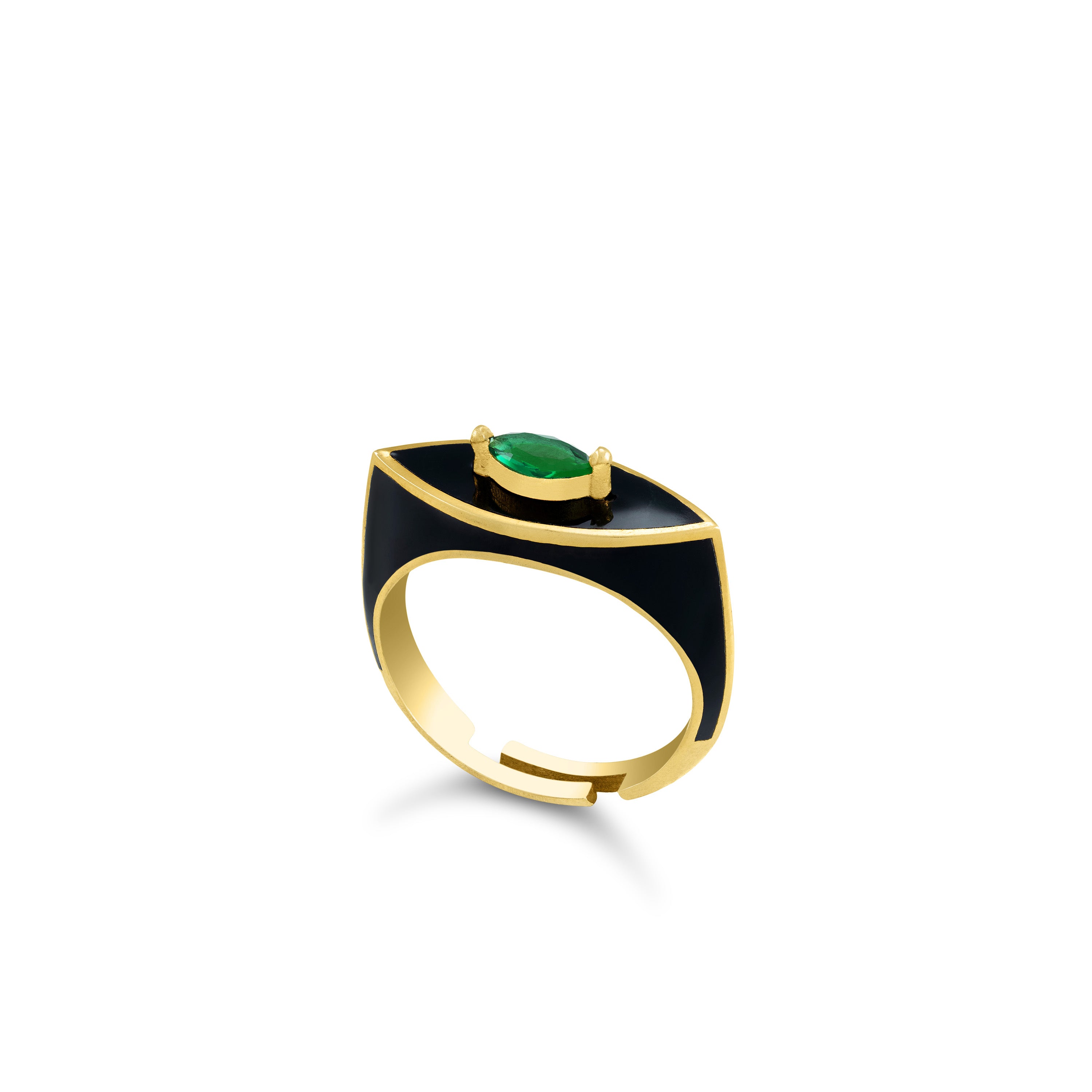Enamel Marquise Evil Eye Signet Ring