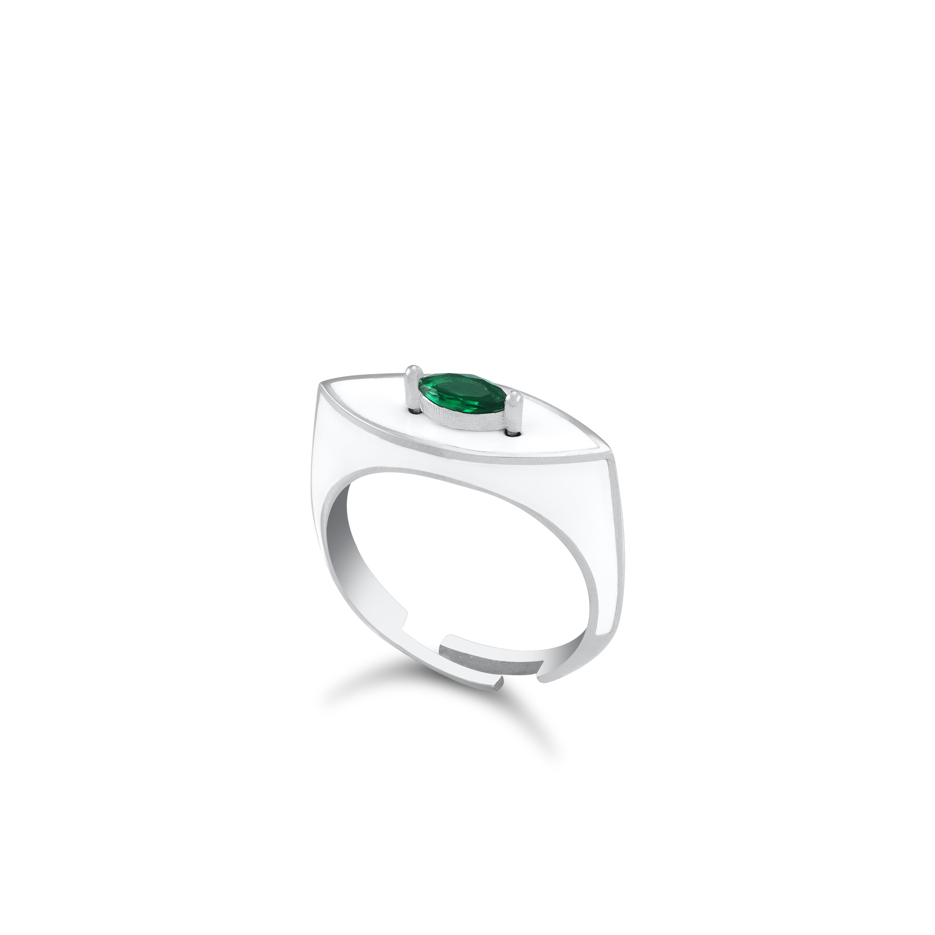 Enamel Marquise Evil Eye Signet Ring
