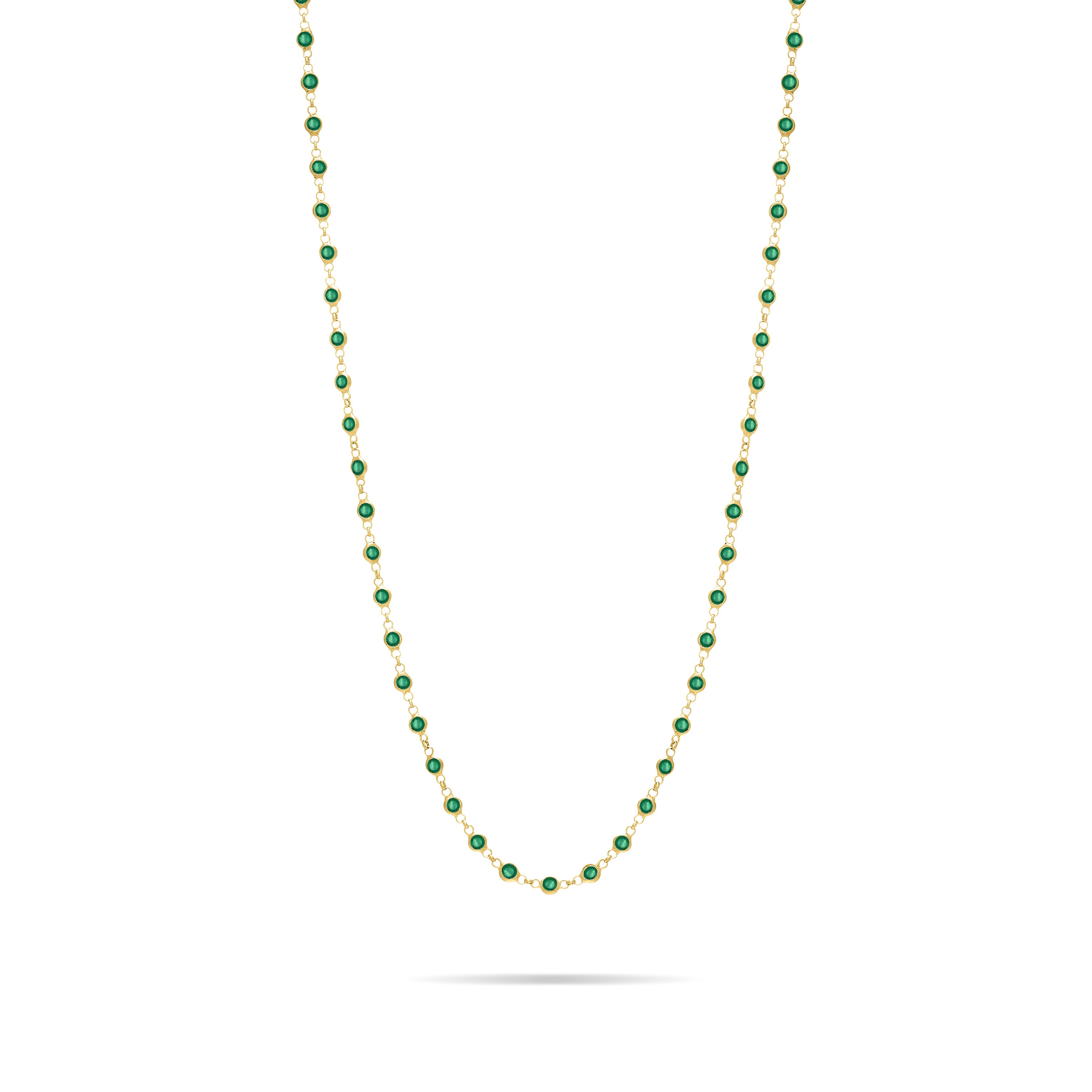 Eternity Bezel Long Necklace - Gold Green - Big Bezel
