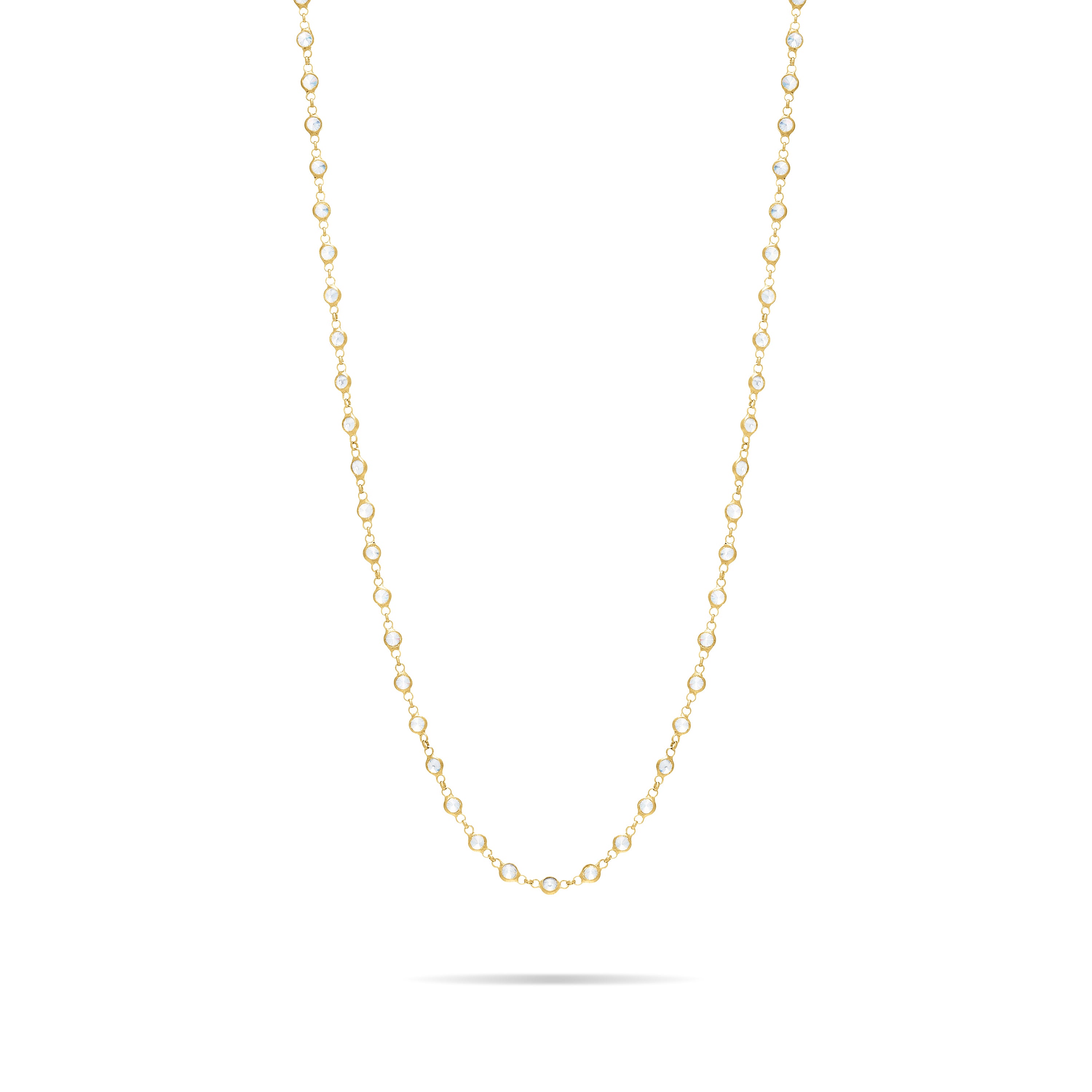 Eternity Bezel Long Necklace - Gold White - Small Bezel