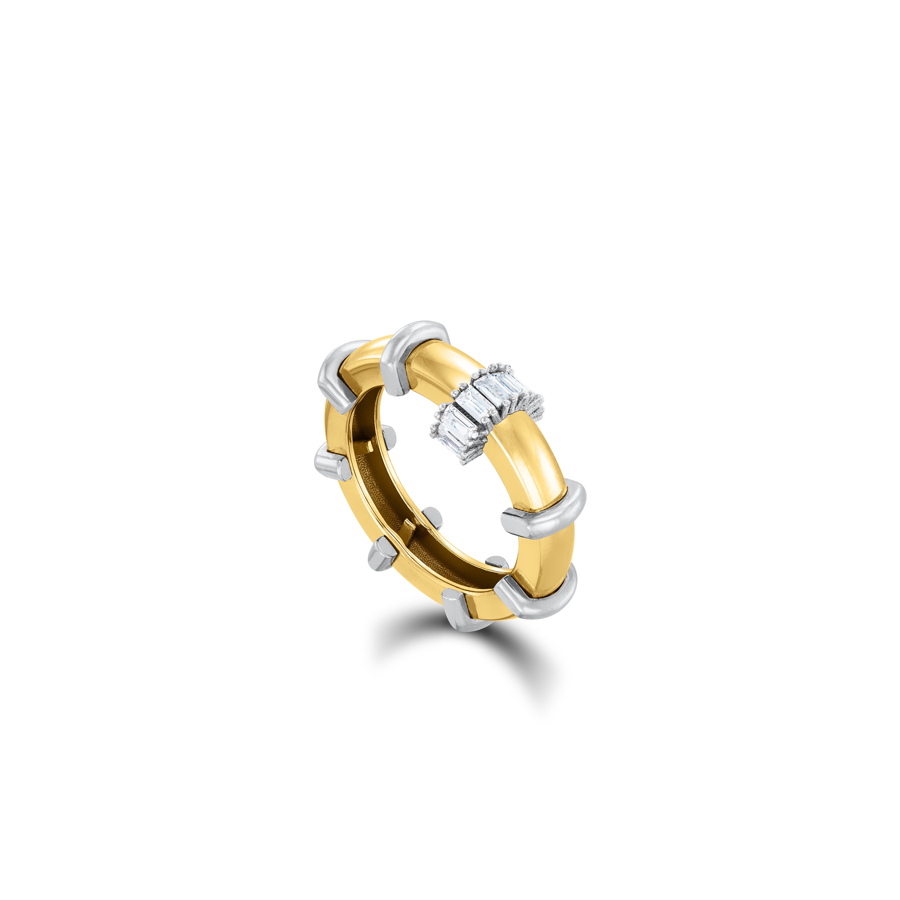 Evenly Spaced Cuff Ring - Gold White
