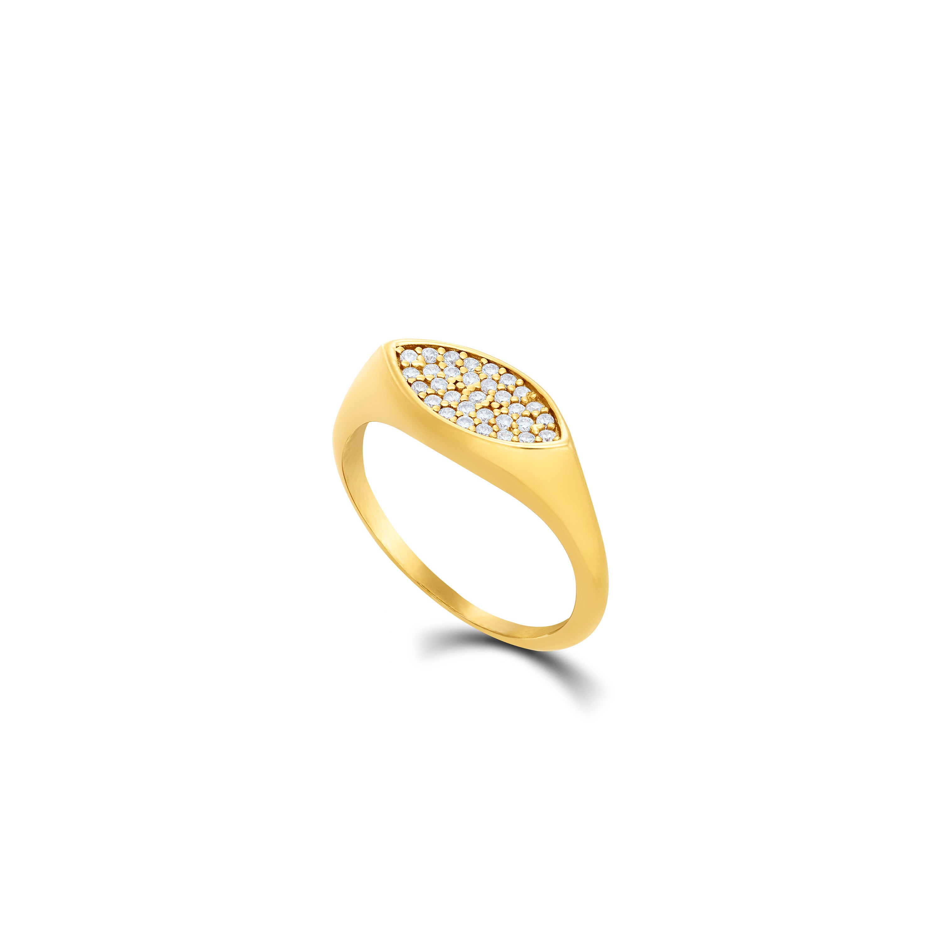 Evil Eye Pave Ring - Gold White