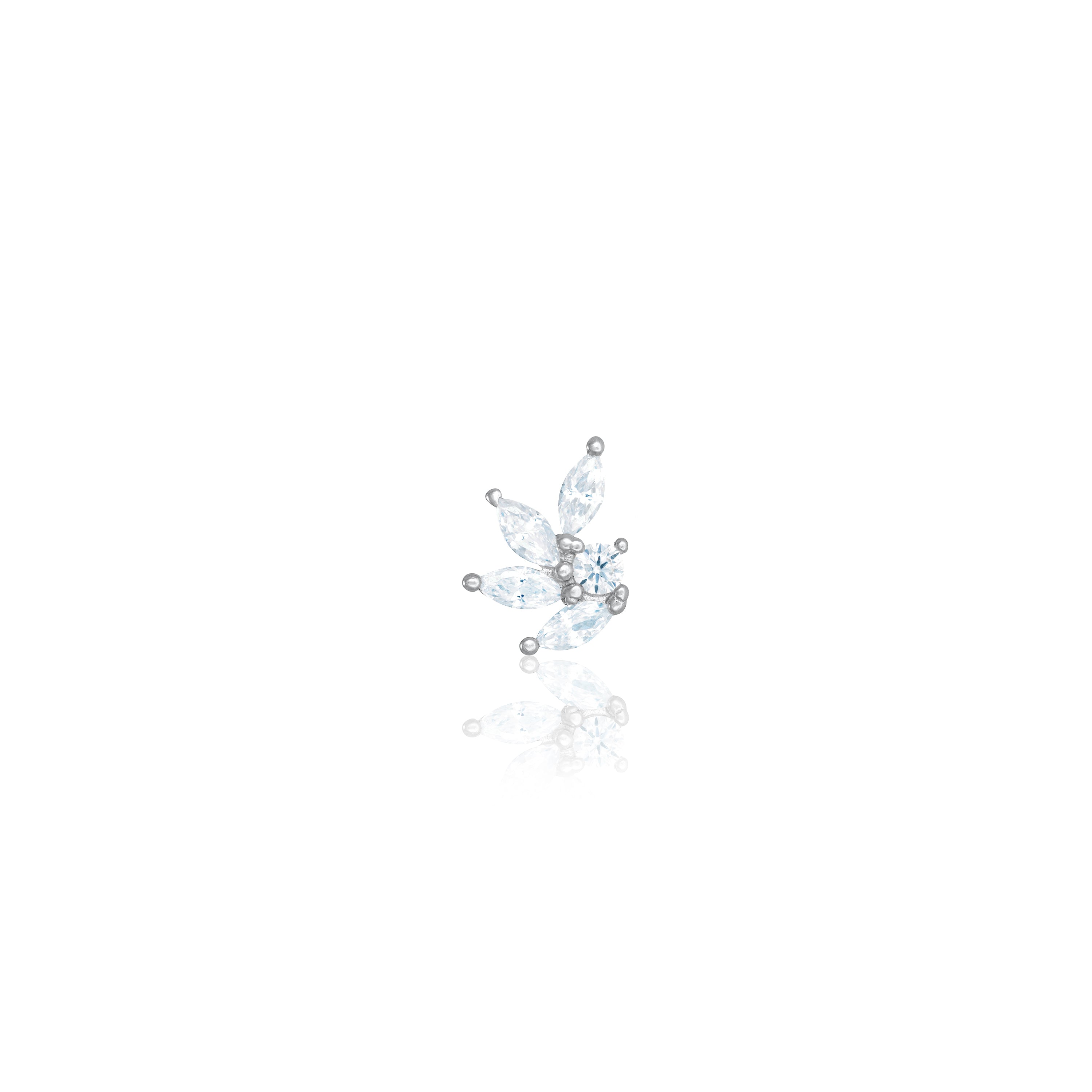 Floral Marquise CZ Piercing - Silver White