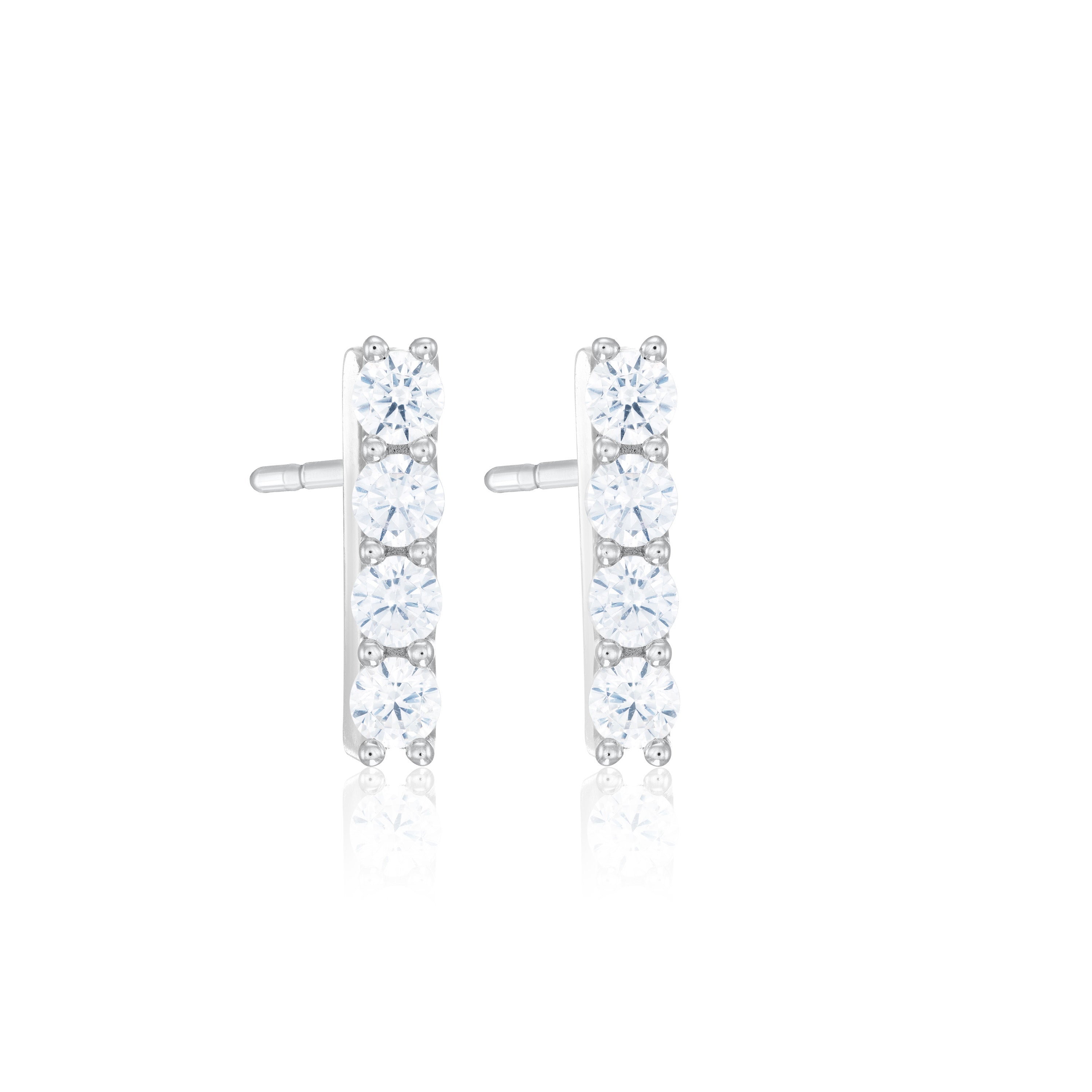 Four Stones Vertical Stud Earrings