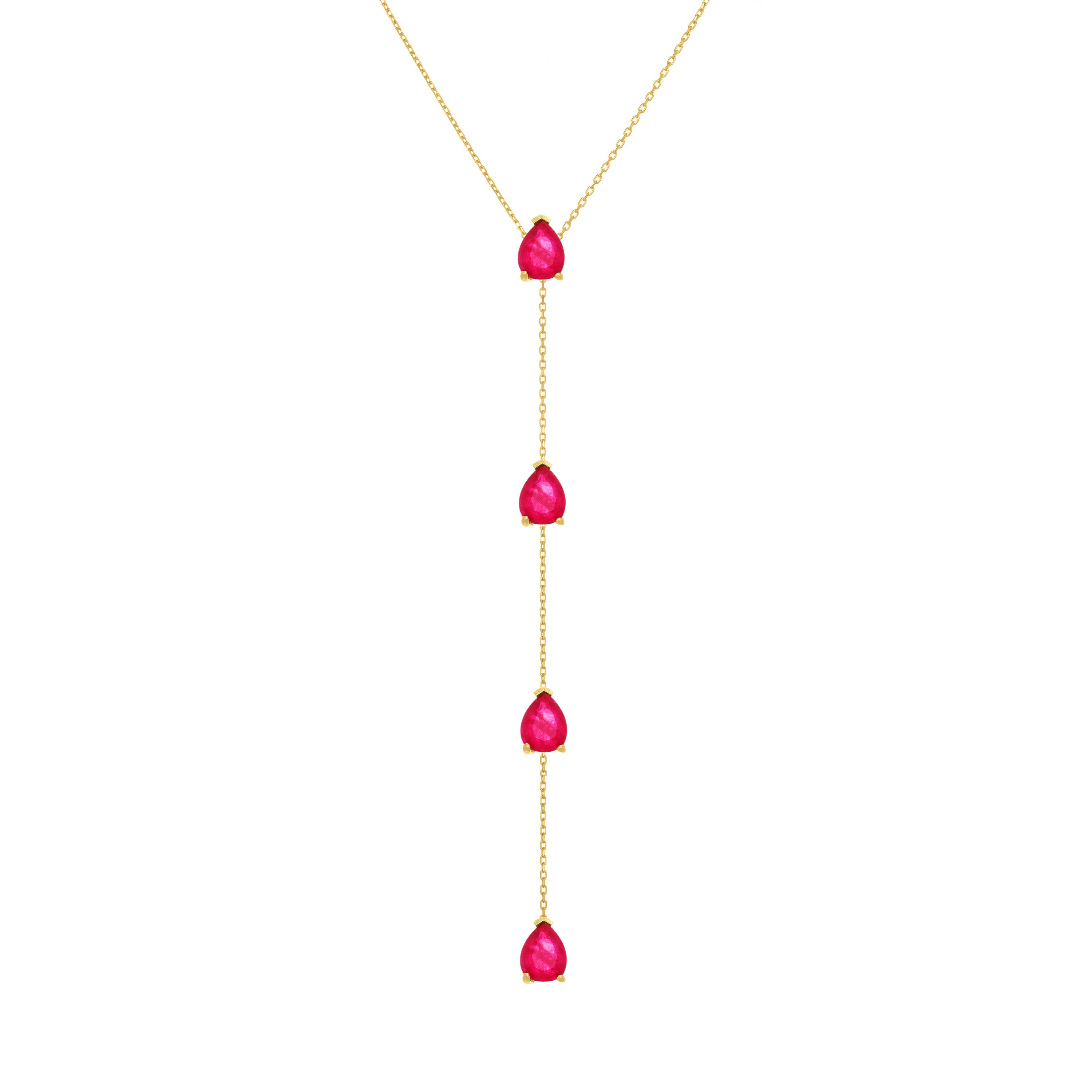 Four Teardrops Lariat Necklace